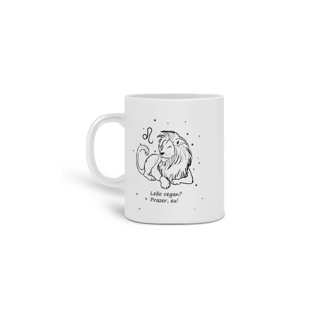 Caneca | Leão | Leão vegan? Prazer, eu! | P&B