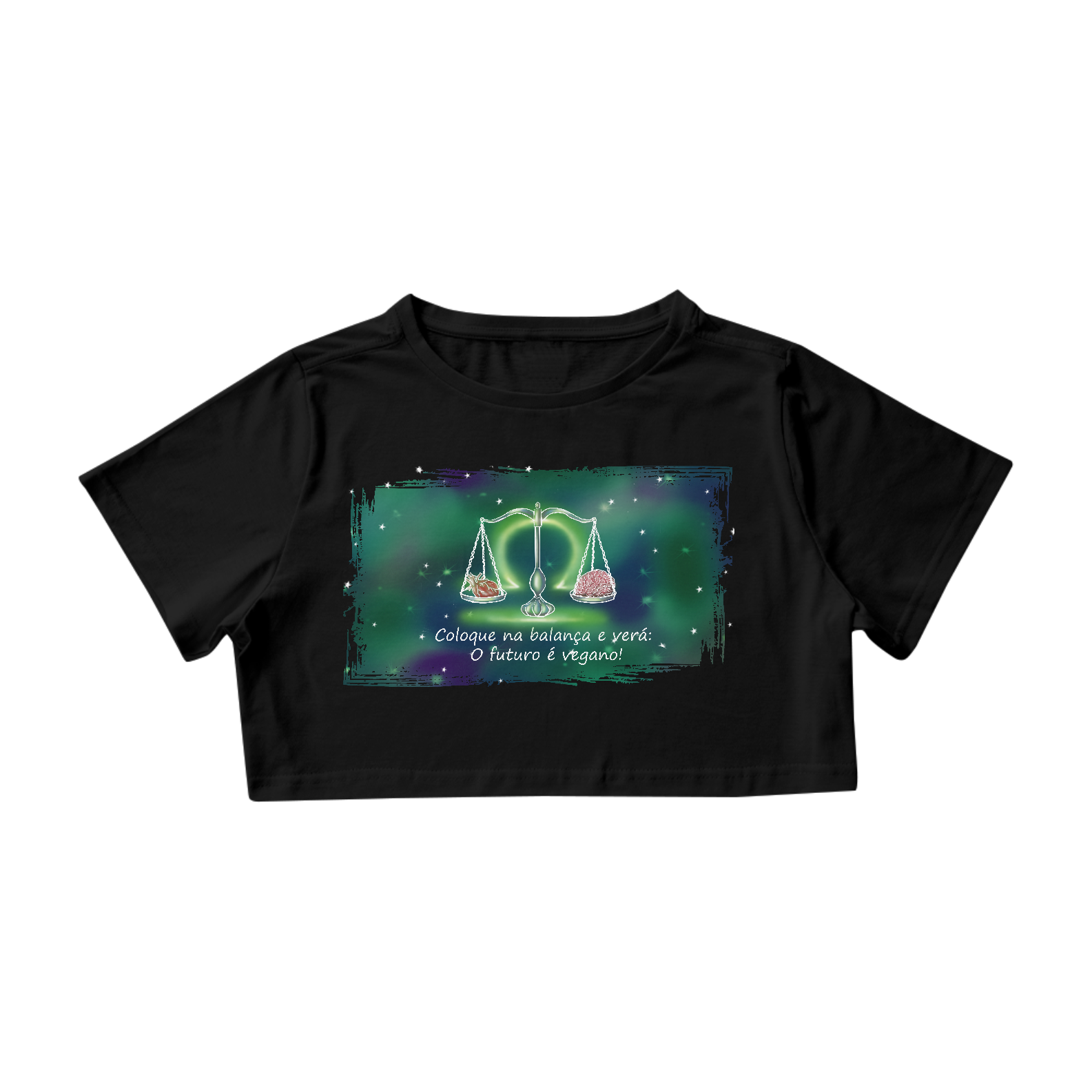 Camiseta Cropped | Libra | Coloque na balança e verá: O futuro é vegano! | Color
