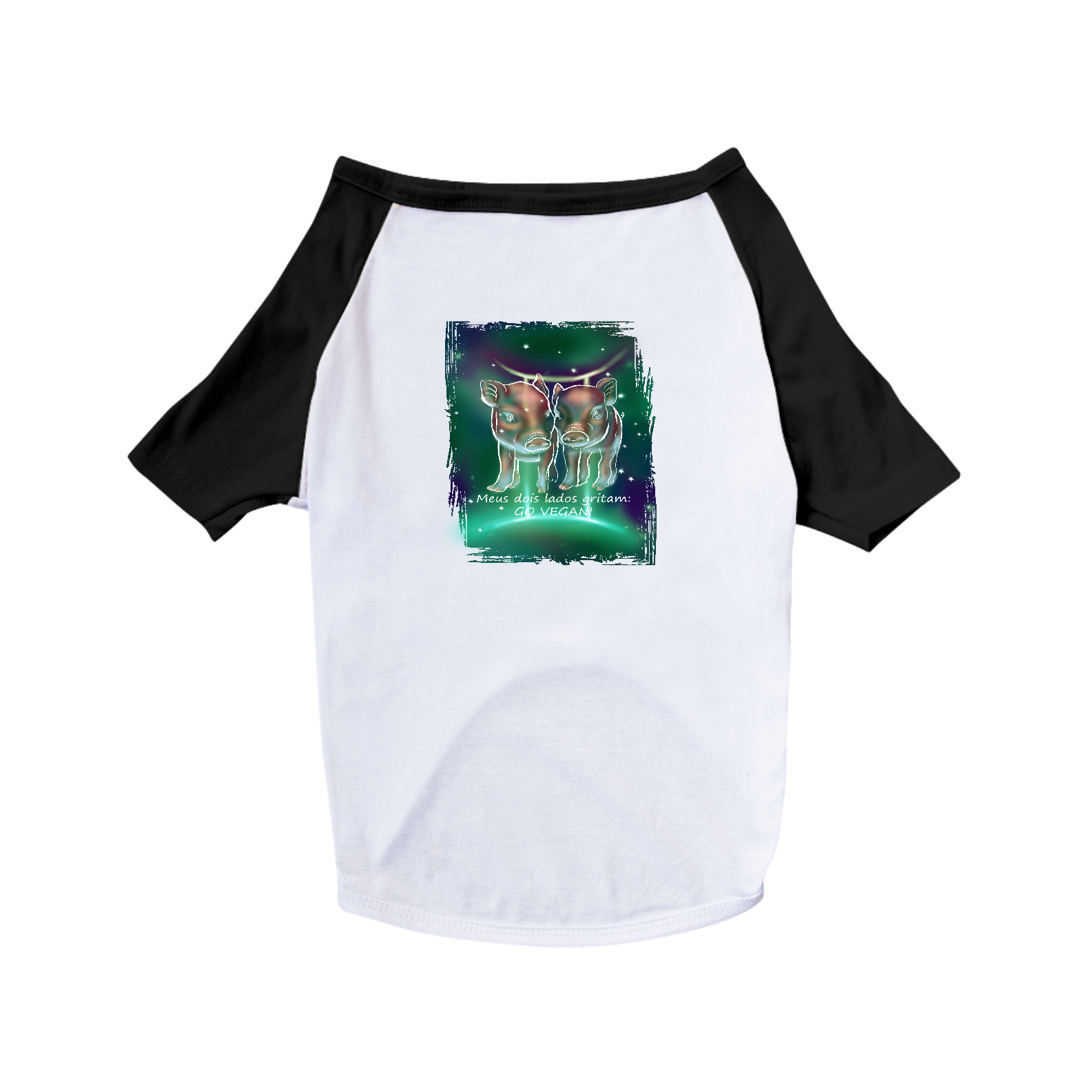 Camiseta para Pet | Gêmeos | Meus dois lados gritam: GO VEGAN! | Color