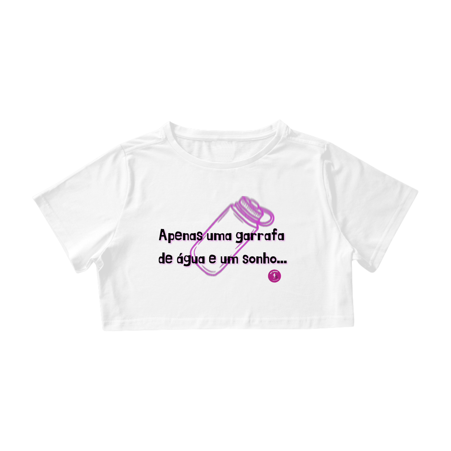 Cropped Algodão Apenas uma Garrafa de Água branco