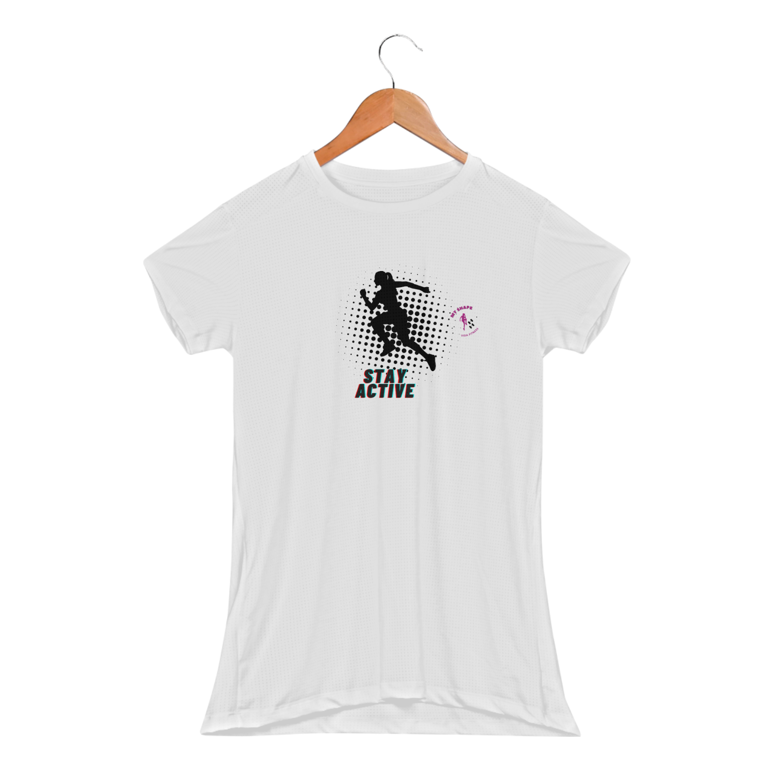 Baby Look Dry Fit Sport Stay Active branca e rosa