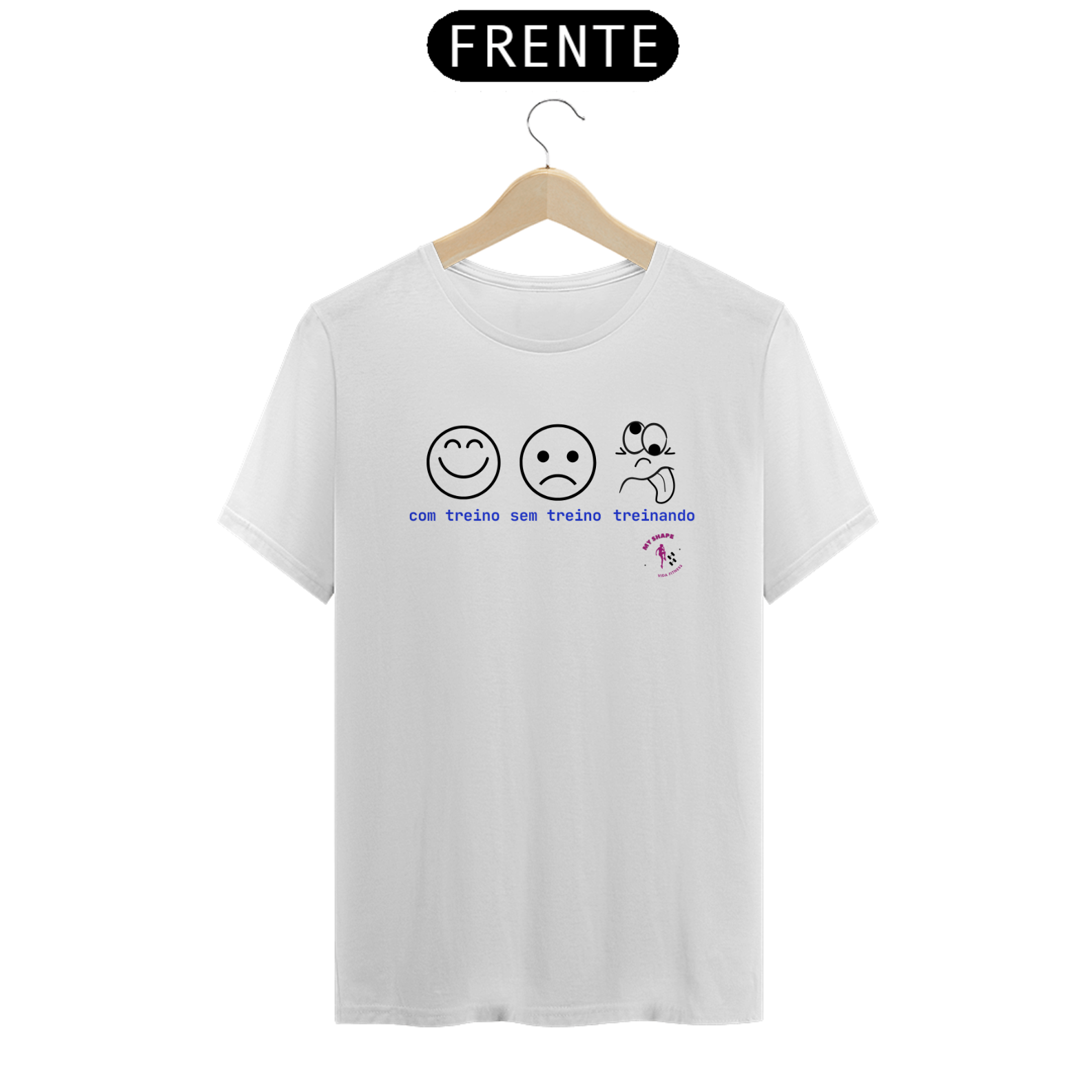 T-shirt Algodão Unissex Com Treino Sem Treino Branca, Rosa e Cinza