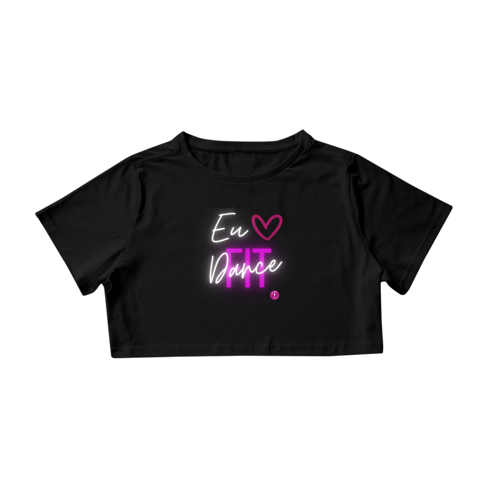 Cropped Algodão Eu Amo Fit Dance preto