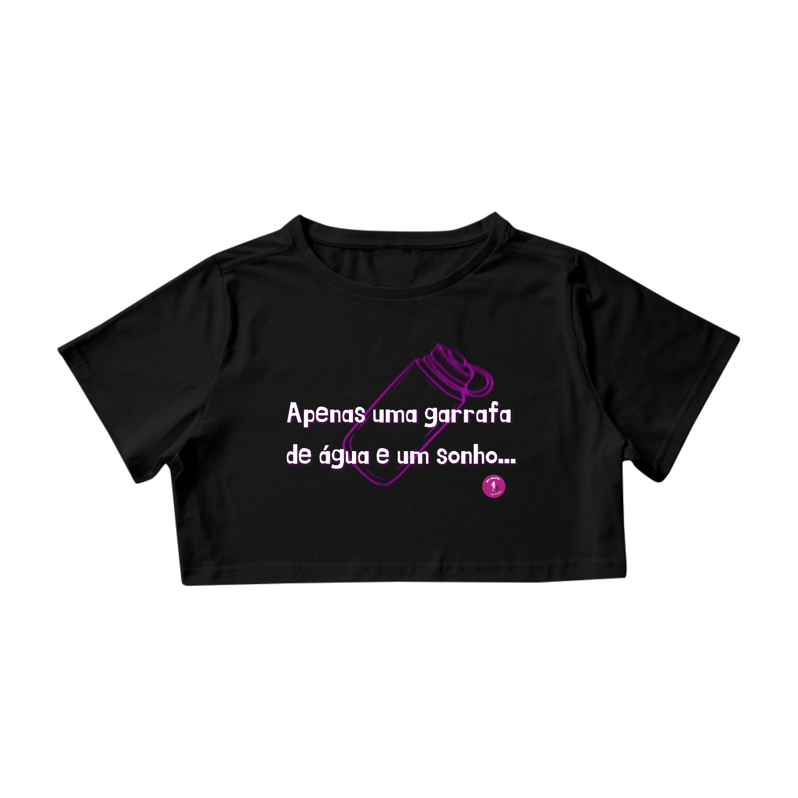 Cropped Algodão Apenas uma Garrafa de Água Preto