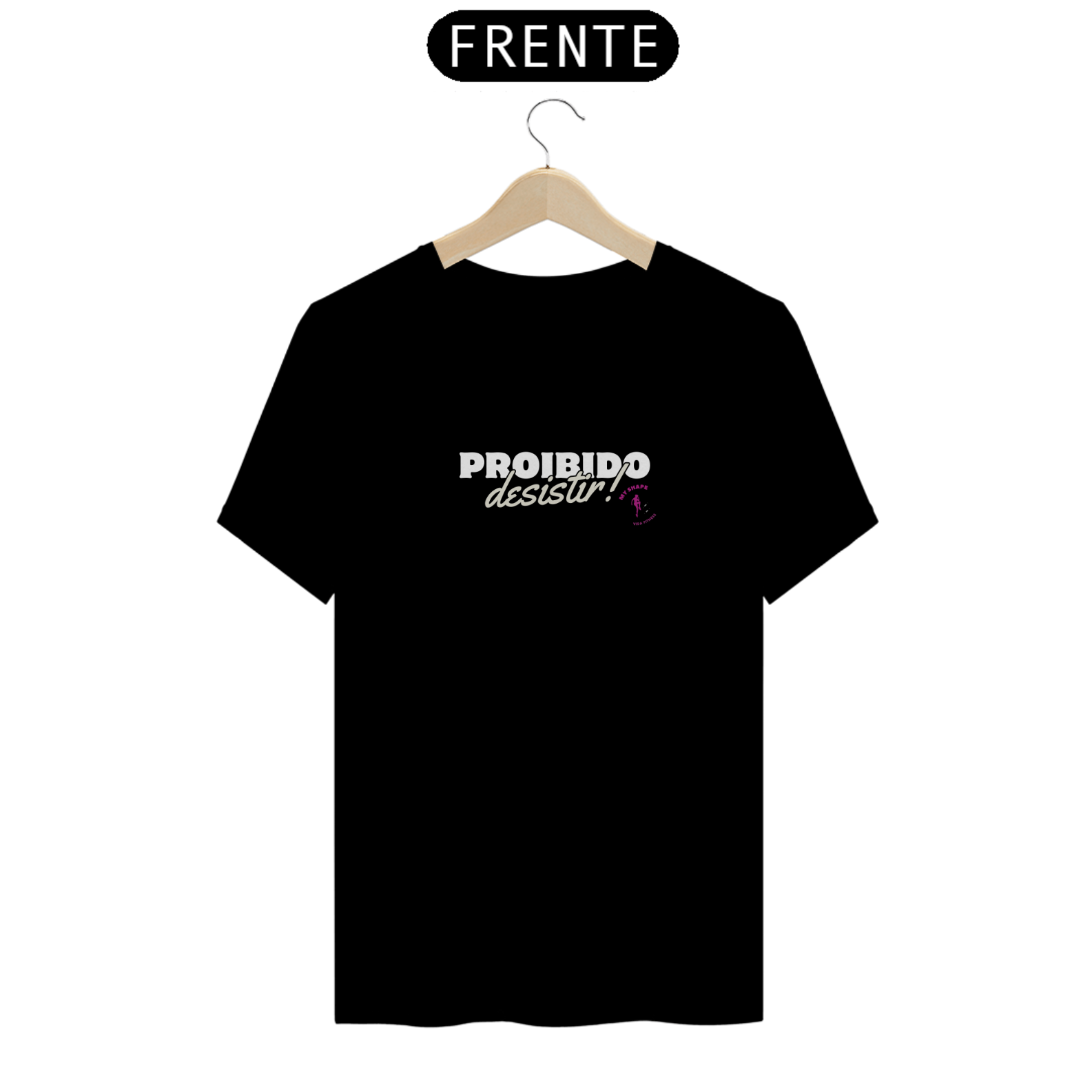 T-shirt  Algodão Unissex Proibido desistir preta e marinho 