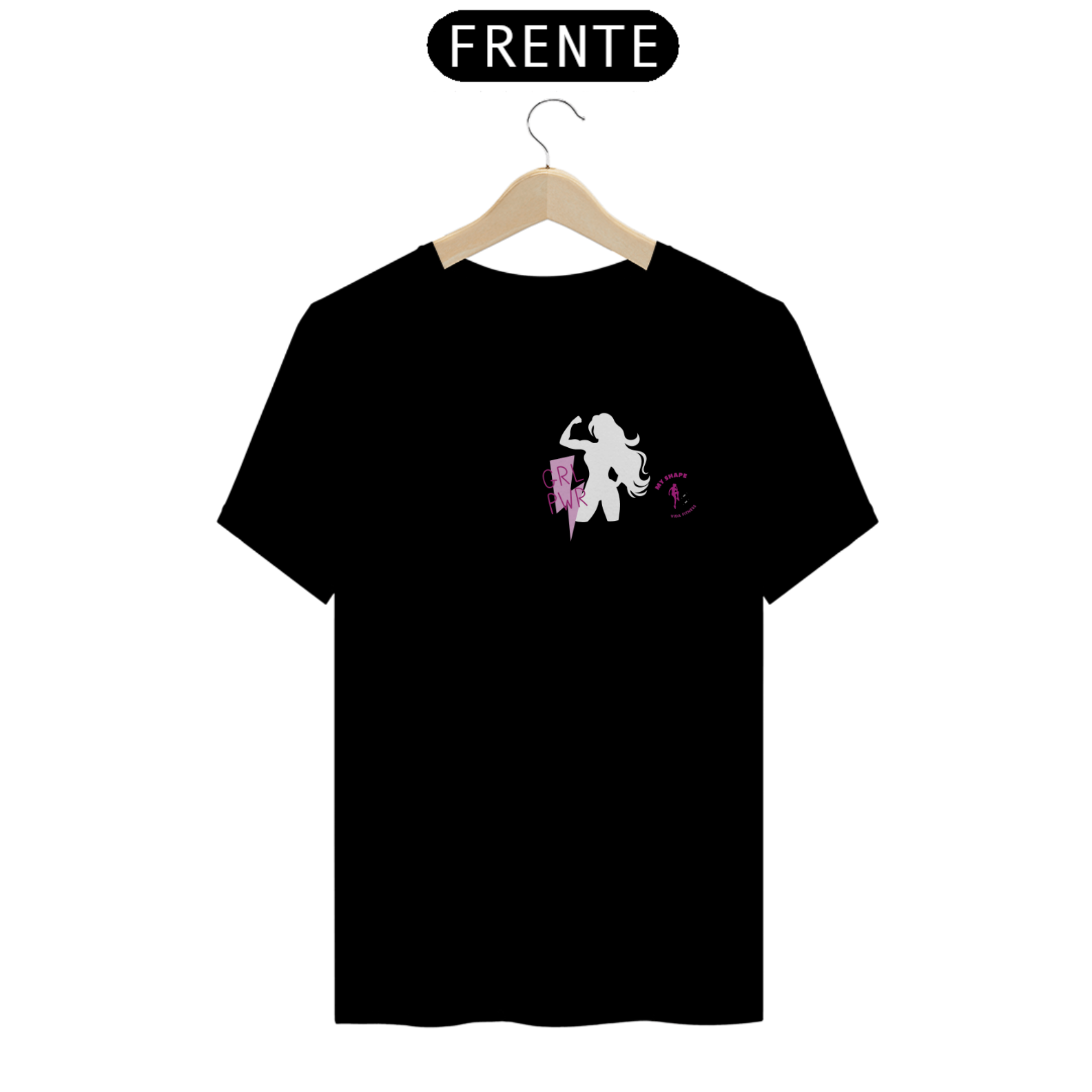 T-shirt Algodão feminina GRL PWR preta e marinho 