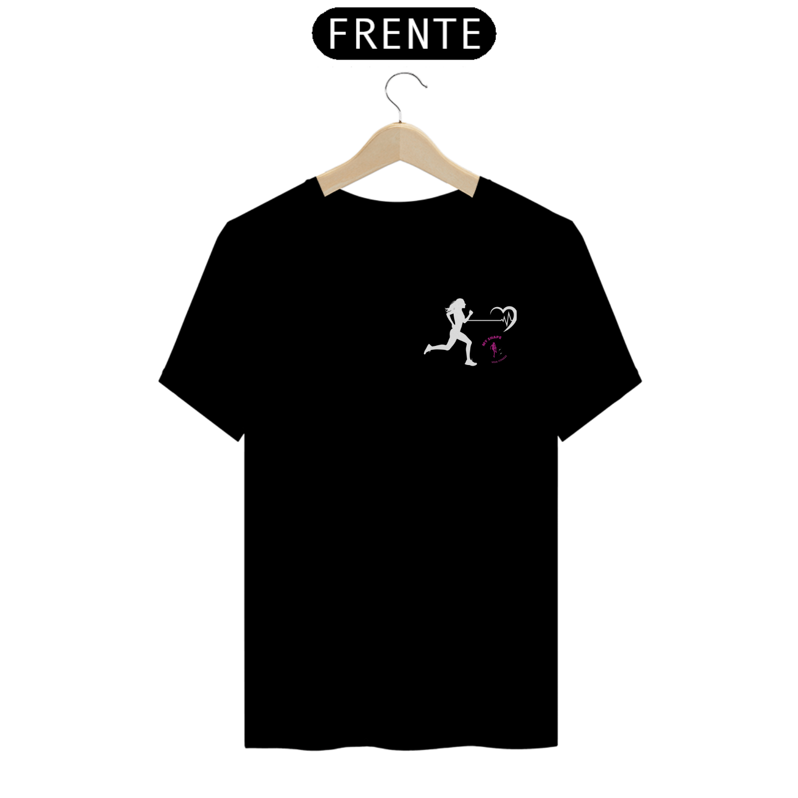 T-shirt Algodão feminina Cardio preta e marinho 