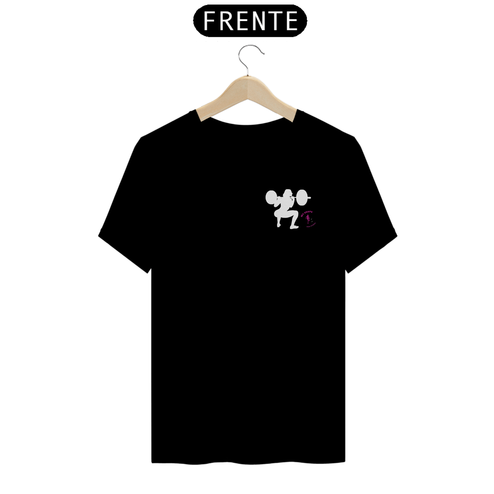 T-shirt Algodão feminina Garota Agachando preta e marinho