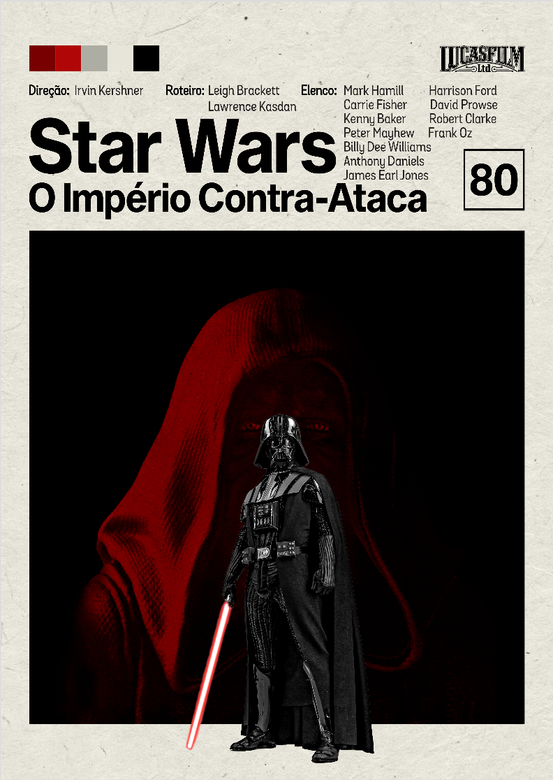 Pôster Minimalista Star Wars – Trilogia Exclusiva | O Império Contra Ataca