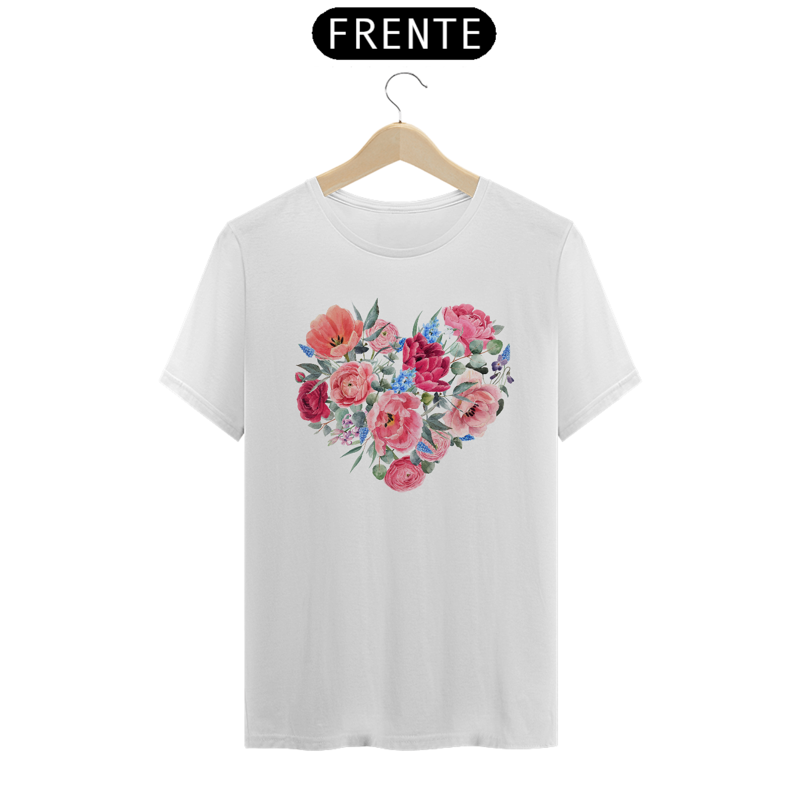 Camiseta - Coração Floral