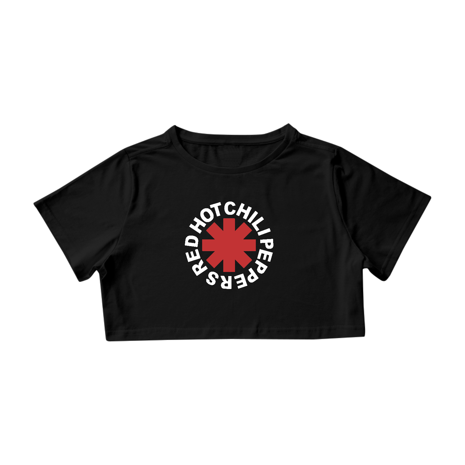 Camiseta Cropped Red Hot Chili Peppers - Logo Preta