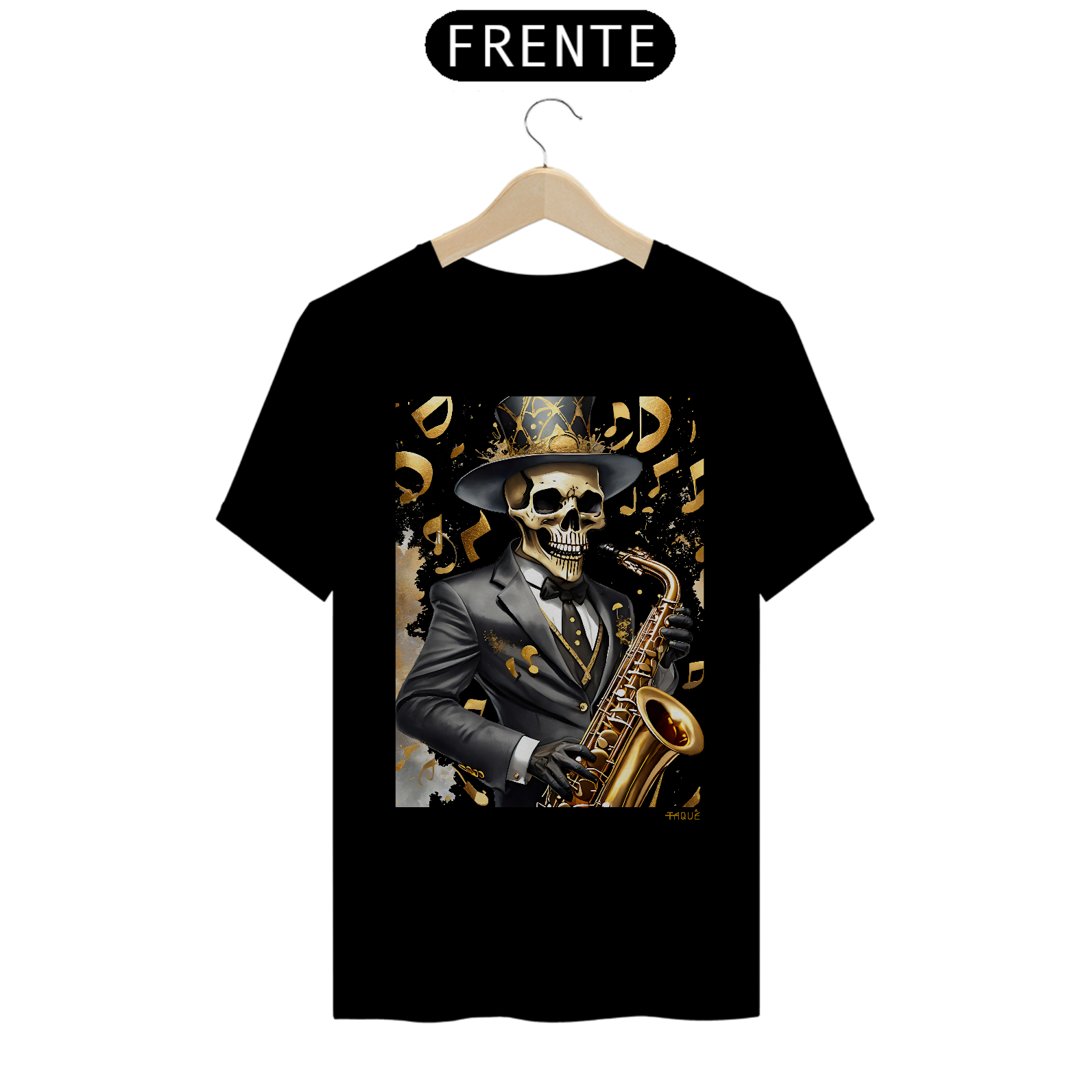 Camiseta Taquê Caveira Saxofonista
