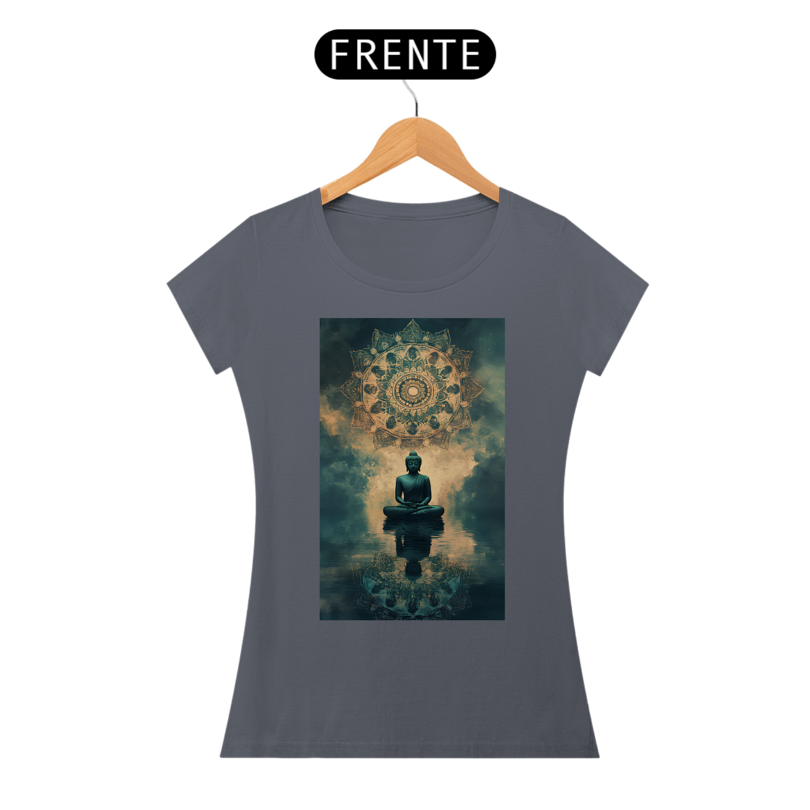 Camiseta Feminina Algodão Pima Mandala  do Buda (Mandala)