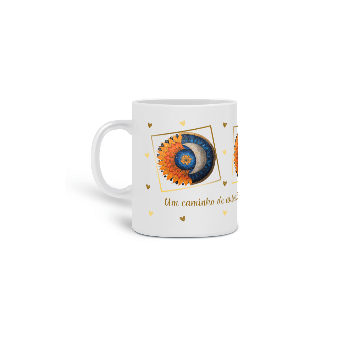Caneca de Porcelana Mandala SoLuna. Um caminho de autocuidado, prosperidade e otimismo