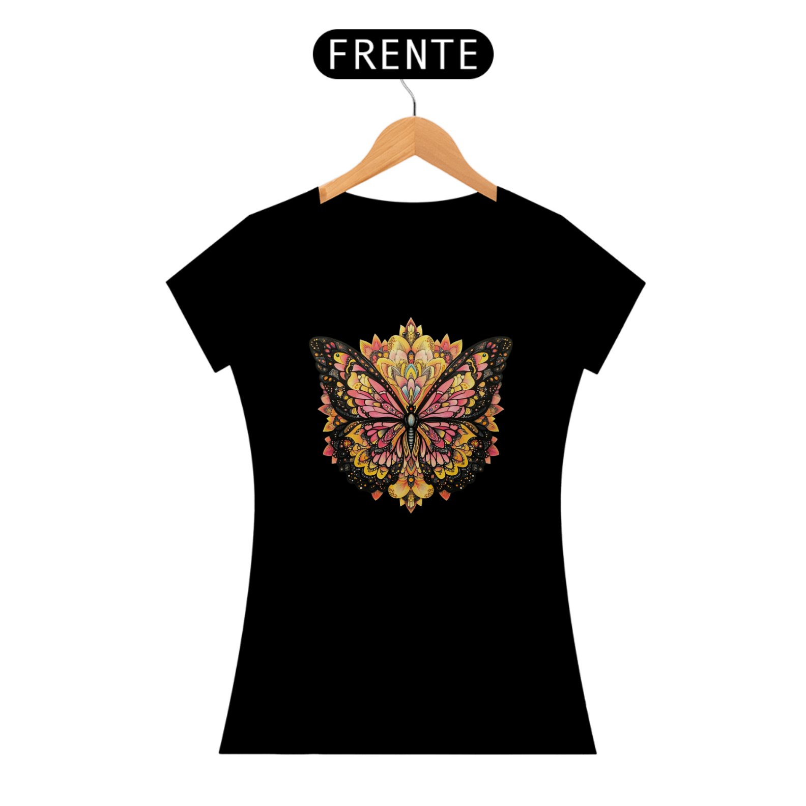 Camiseta Feminina Algodão Pima Mandala da Borboleta