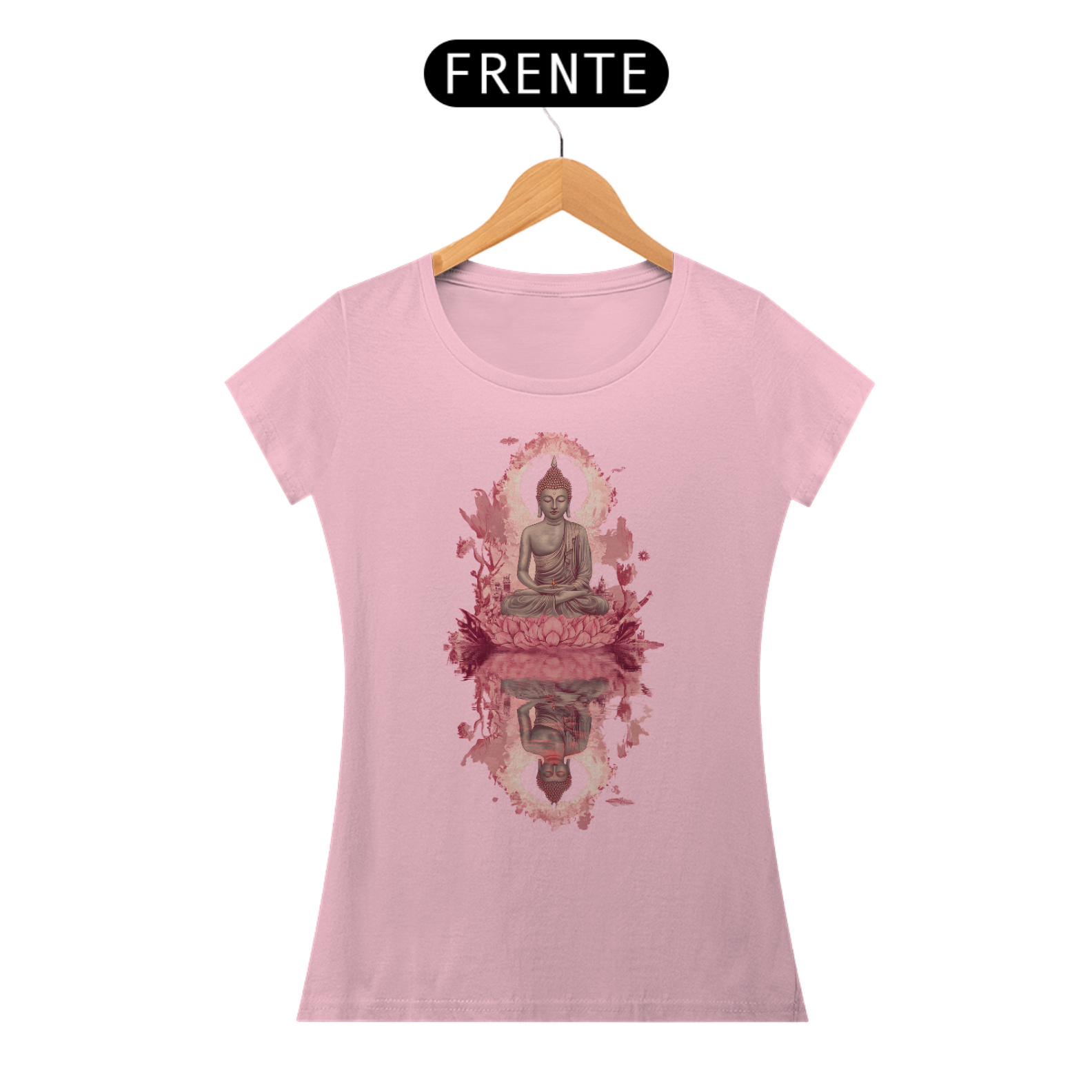 Camiseta Feminina Algodão Pima Mandala do Buda (Espelhado)