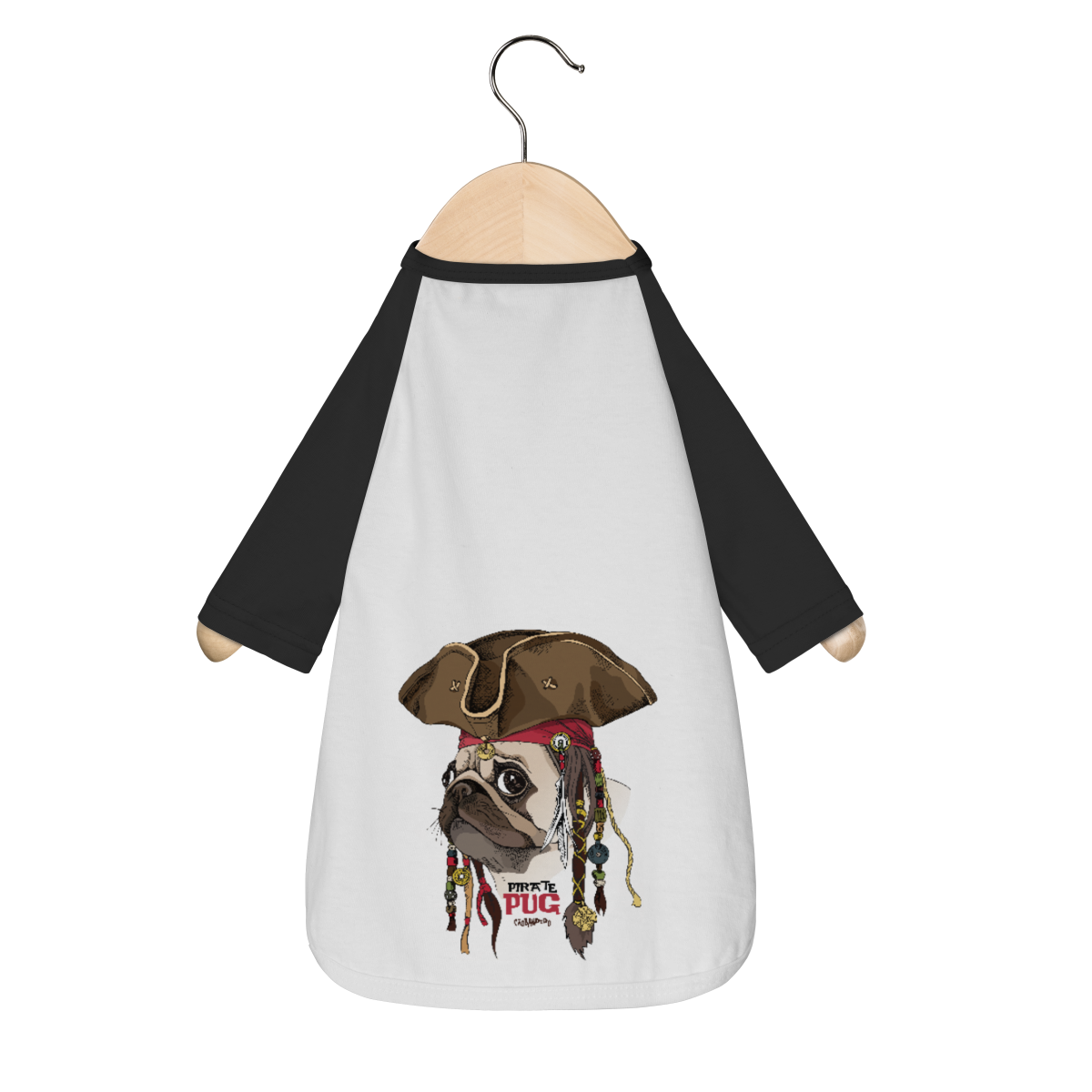 Camiseta para Cachorro - Pug Pirata