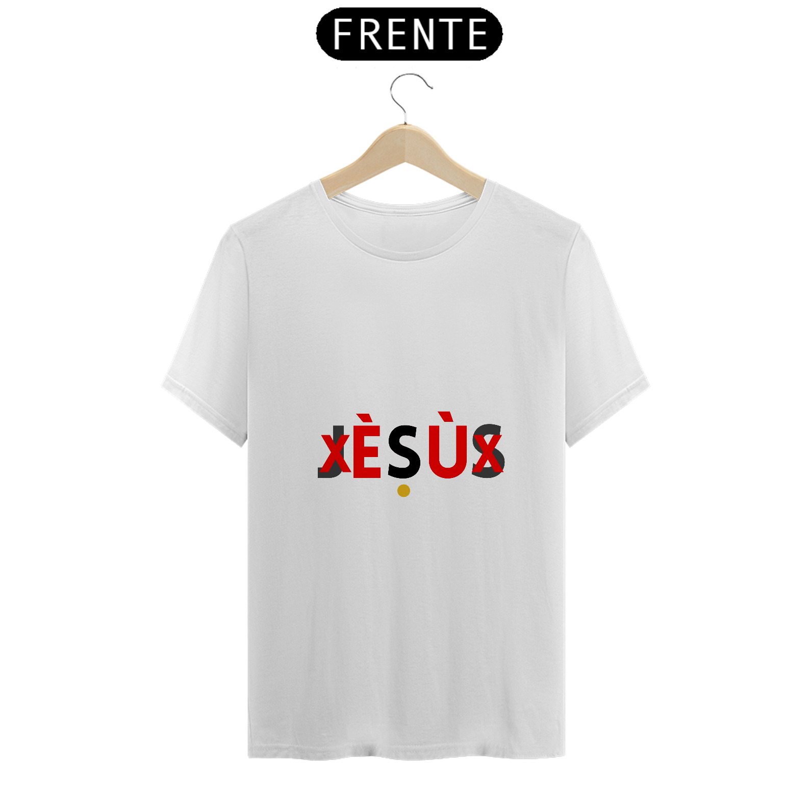 Camiseta Masculina Exú (ÈSÙ) 100% Algodão Fio 24.1, 145g costura simples e gola ribana