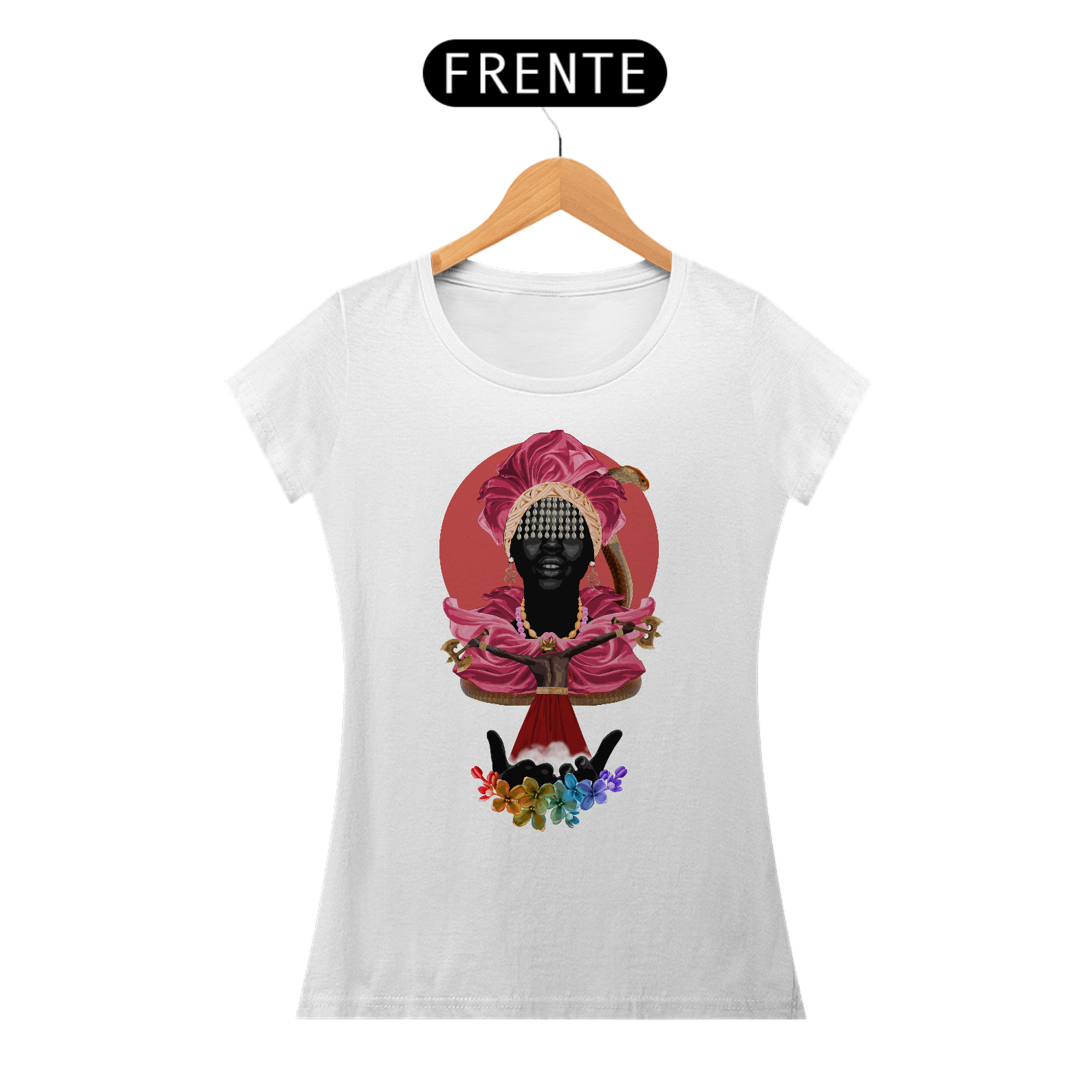 Camiseta Feminina Ewa e Xangô - By Ziggy Artes 100% Algodão Fio 30.1 Malha Fria Gola Ribana Costura Reforçada 3X Sem Juros [Frete Grátis]