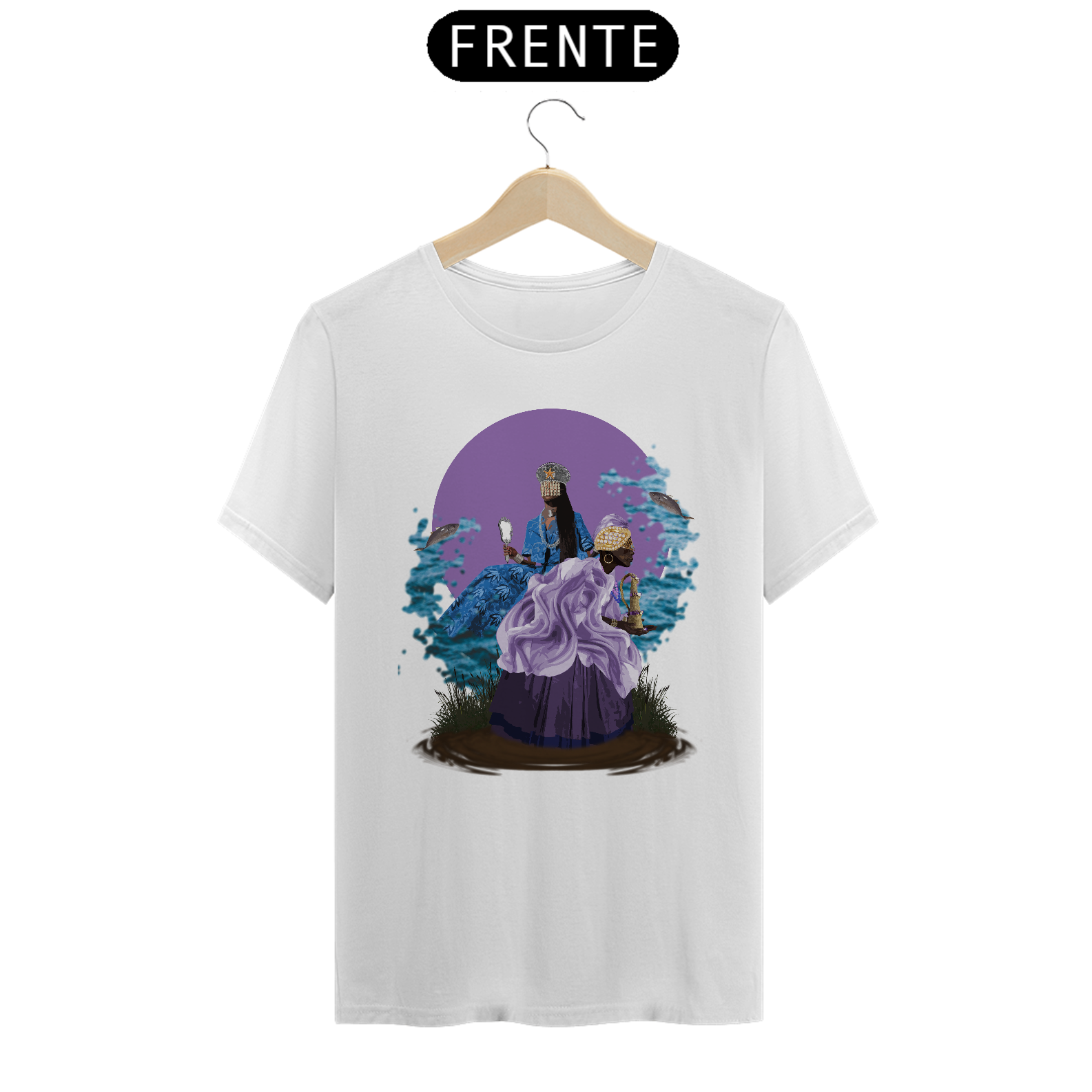 Camiseta Unissex Nanã e Yemanjá - By Ziggy Artes 100% Algodão Fio 30.1 Malha Fria Gola Ribana Costura Reforçada 3X Sem Juros [Frete Grátis]