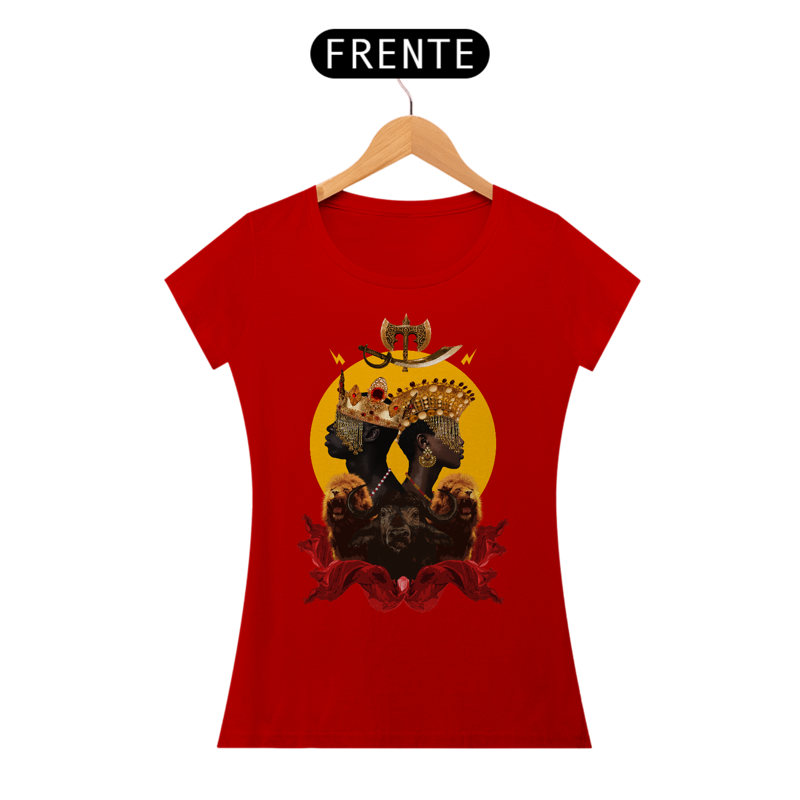Camiseta Feminina Yansã e Xangô  - By Ziggy Artes 100% Algodão Fio 30.1 Malha Fria Gola Ribana Costura Reforçada 3X Sem Juros 