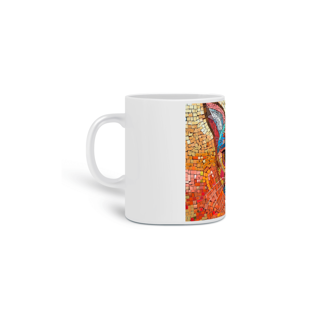 Caneca Gato mosaico colorido
