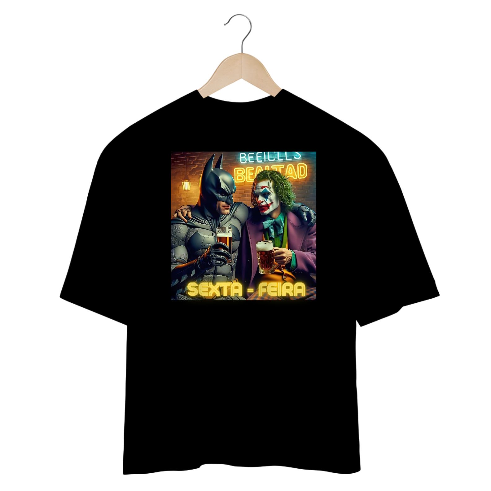 Camisetas Oversized Batman e Coringa