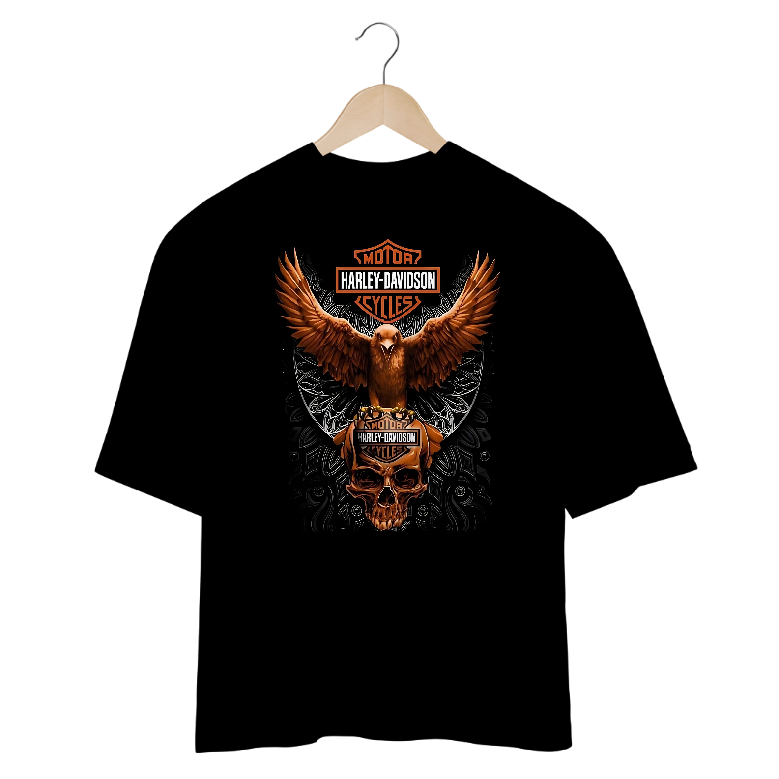Camisetas Oversized Harley Águia Dourada
