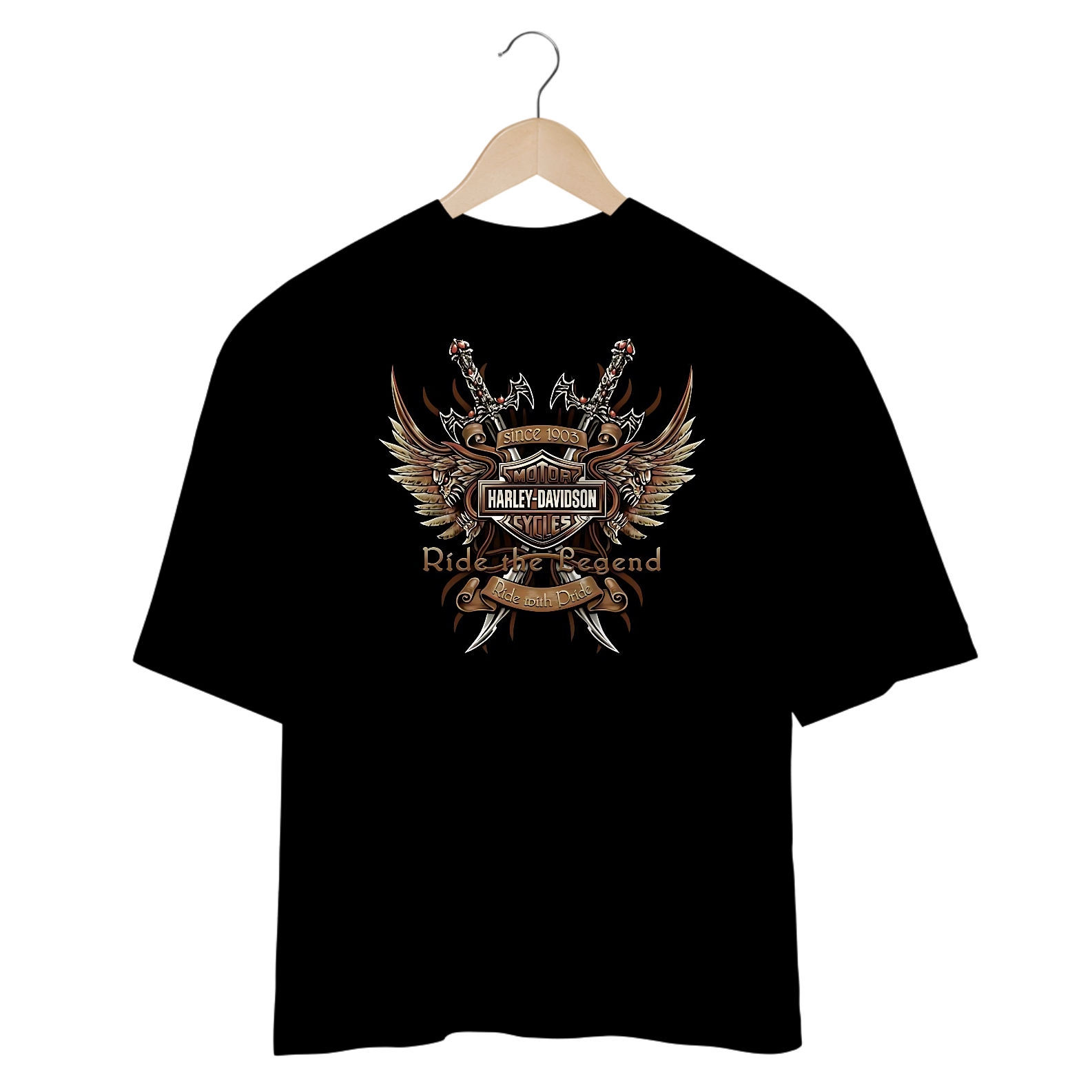 Camisetas Oversized Harley Ride The Legend