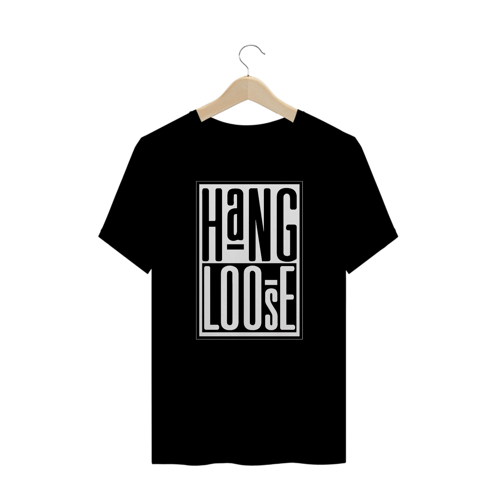 Camisetas Plus Size Hang Loose Preta Branca