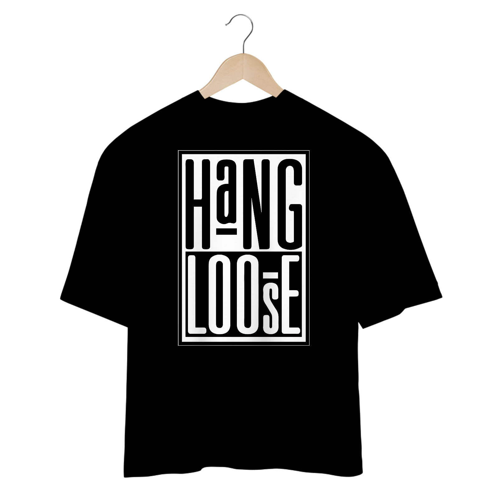 Camisetas Oversized Hang Loose Preta Branca