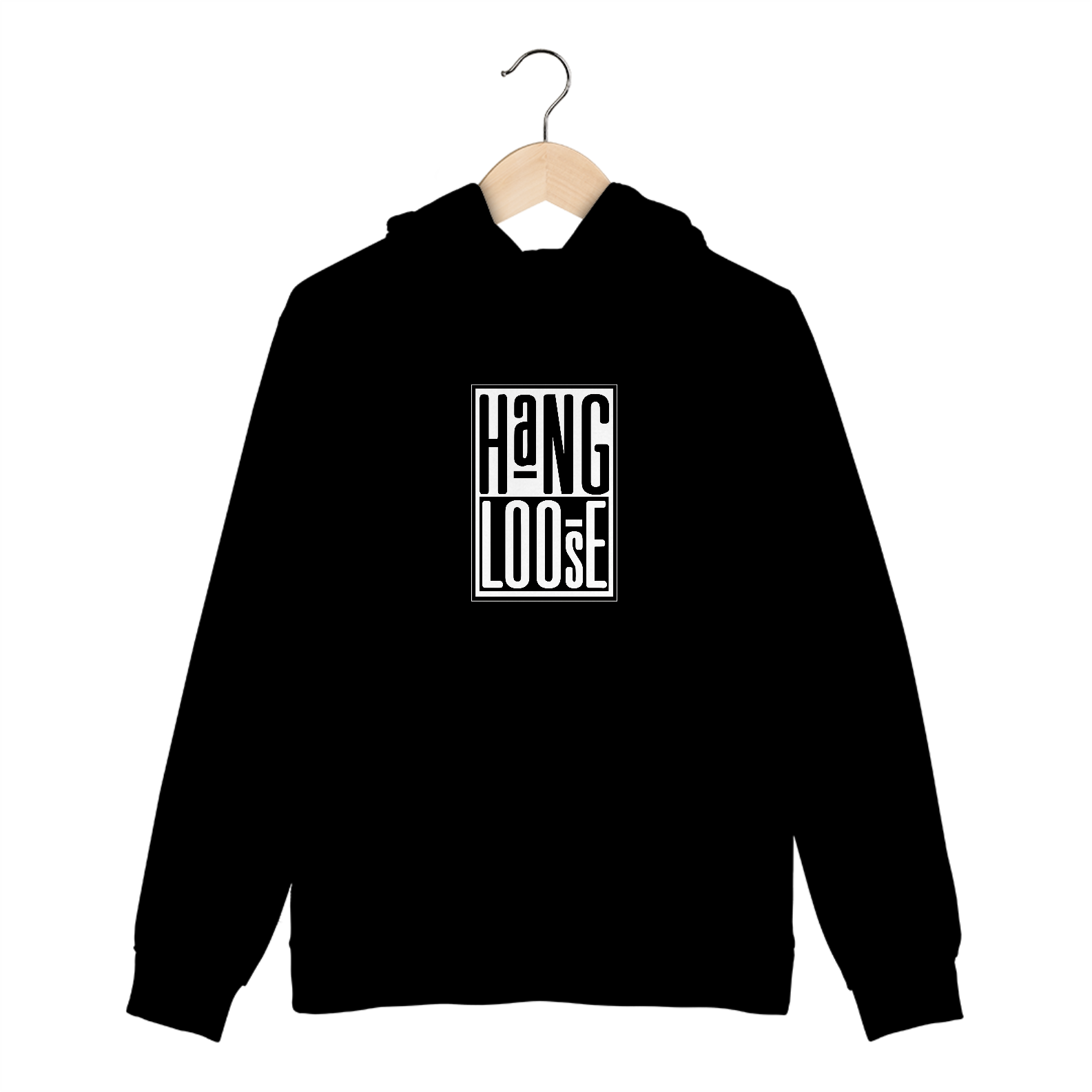 Moletom Canguru Hang Loose Preto Branco