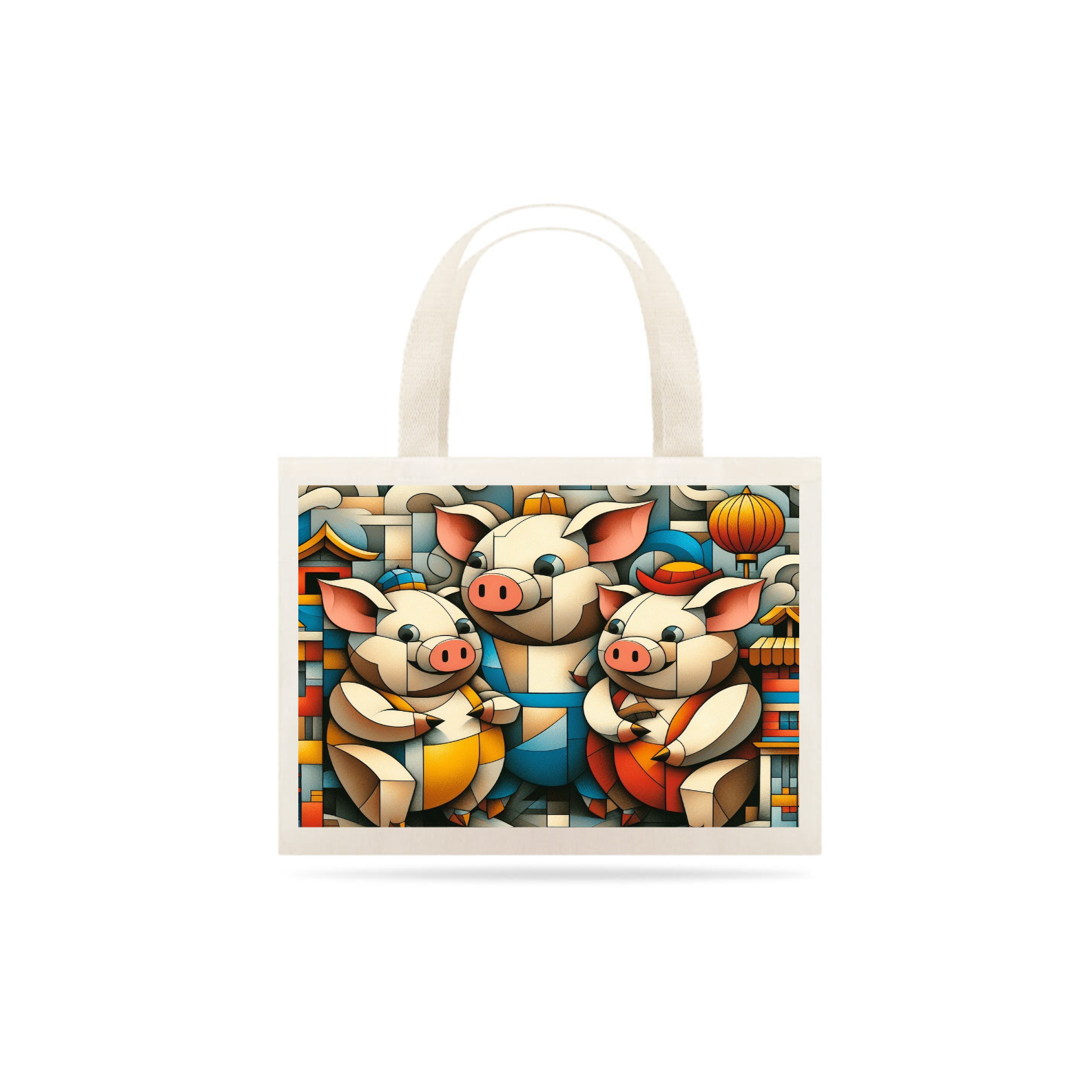 Eco Bag Os Três Porquinhos Cubismo