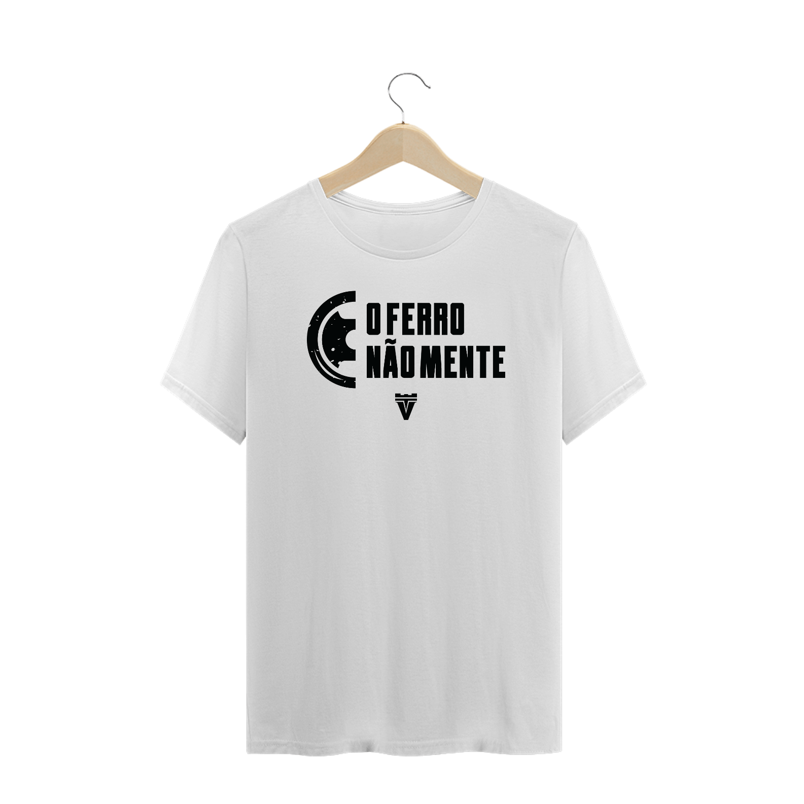 CAMISETA PLUS SIZE O FERRO NÃO MENTE - BRANCA