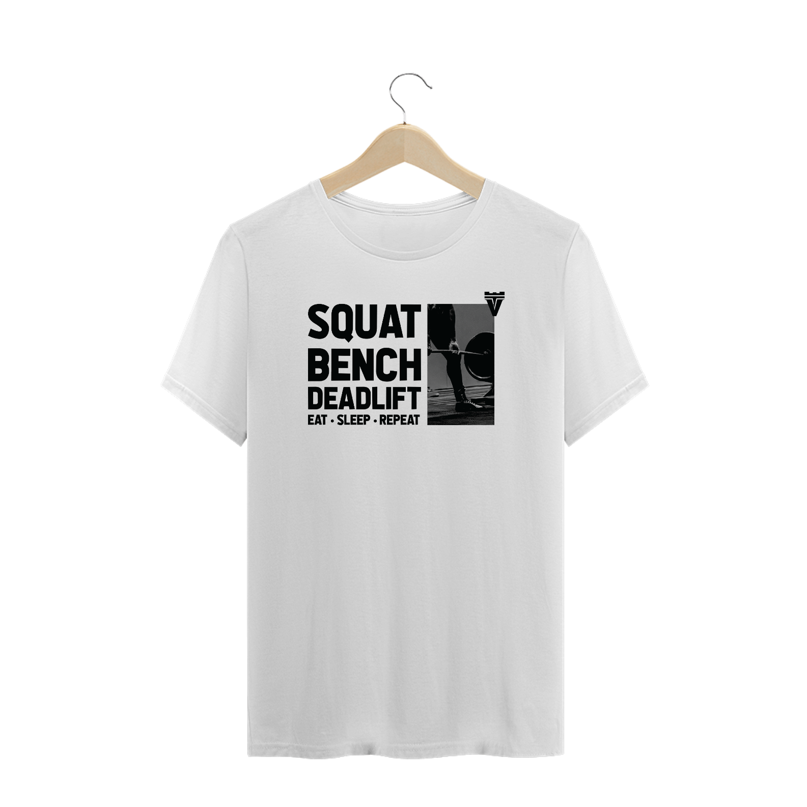 CAMISETA PLUS SIZE SBD: Eat - Sleep - Repeat - BRANCA