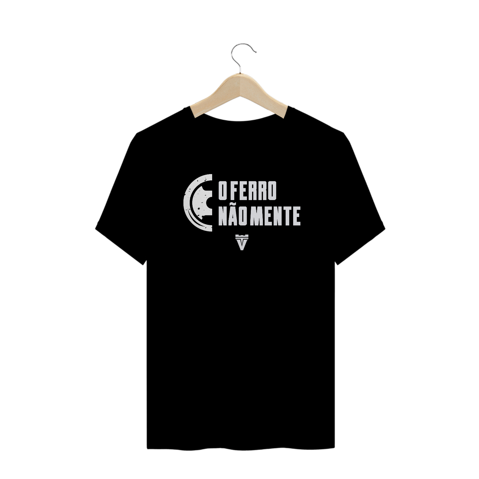 CAMISETA PLUS SIZE O FERRO NÃO MENTE - PRETA
