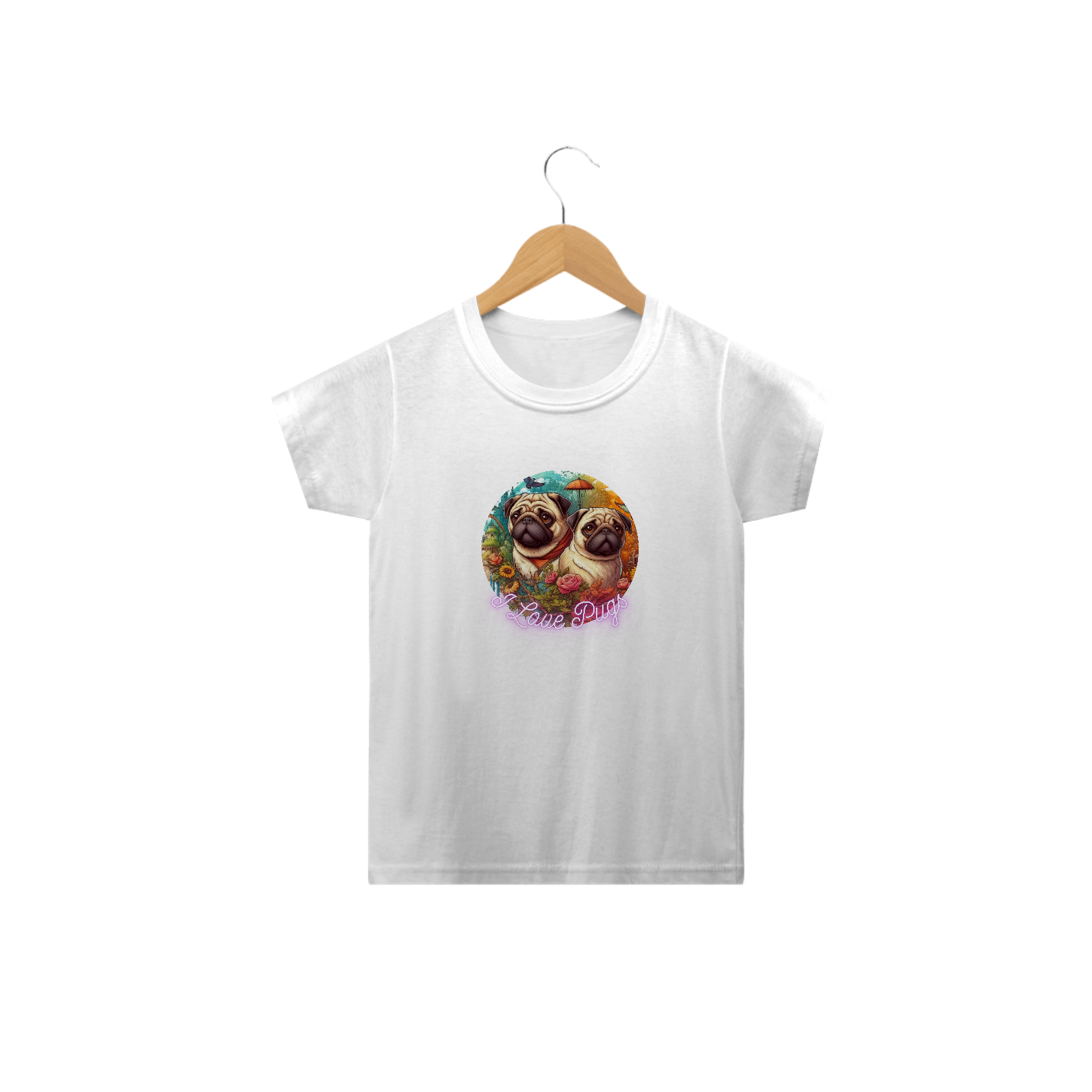 Camiseta Infantil - I Love Pugs