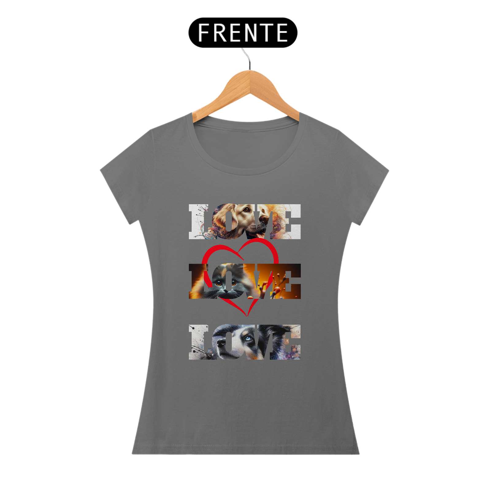 camiseta Baby Long - 3 Love Dog