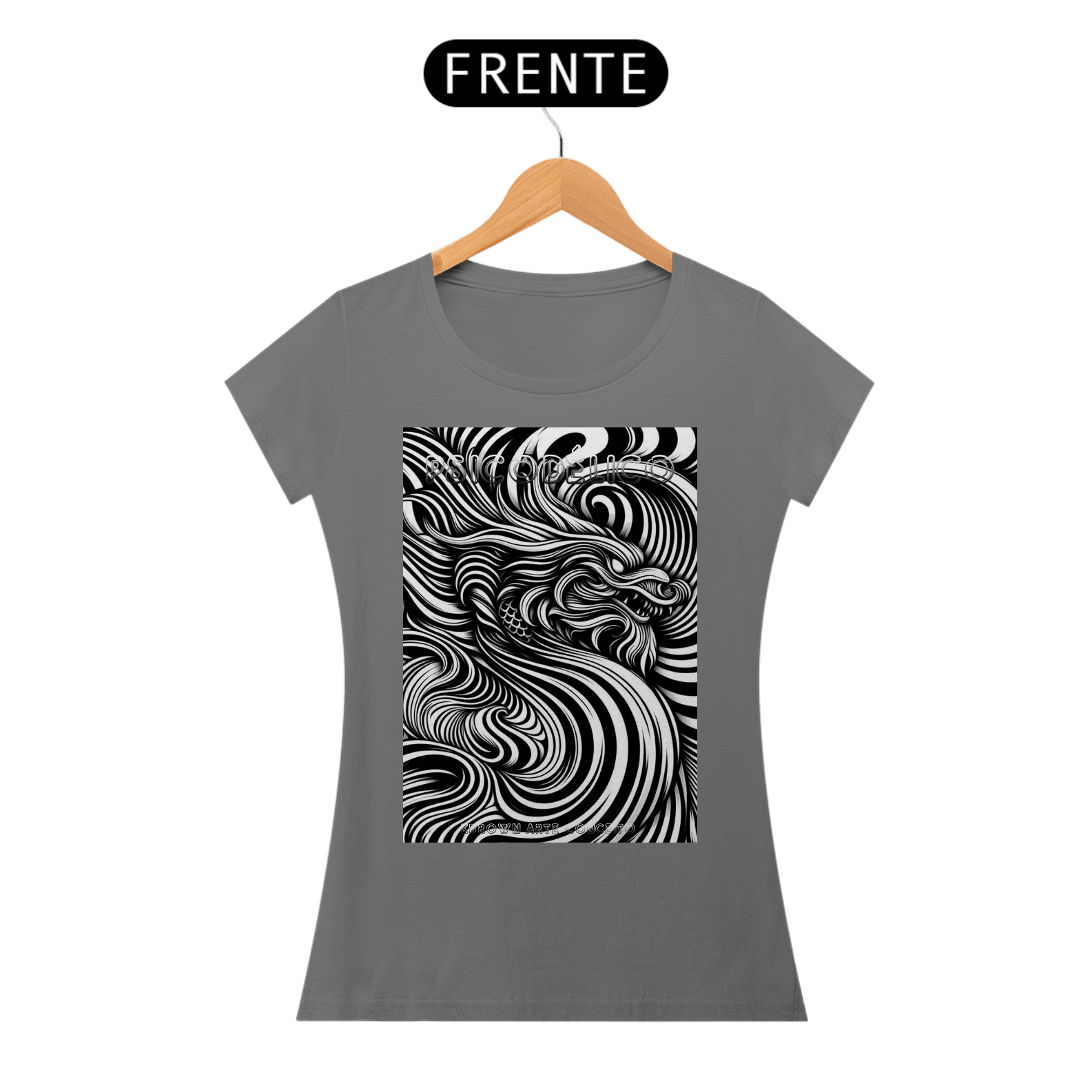 Camiseta Baby Long Dragão Psicodélico