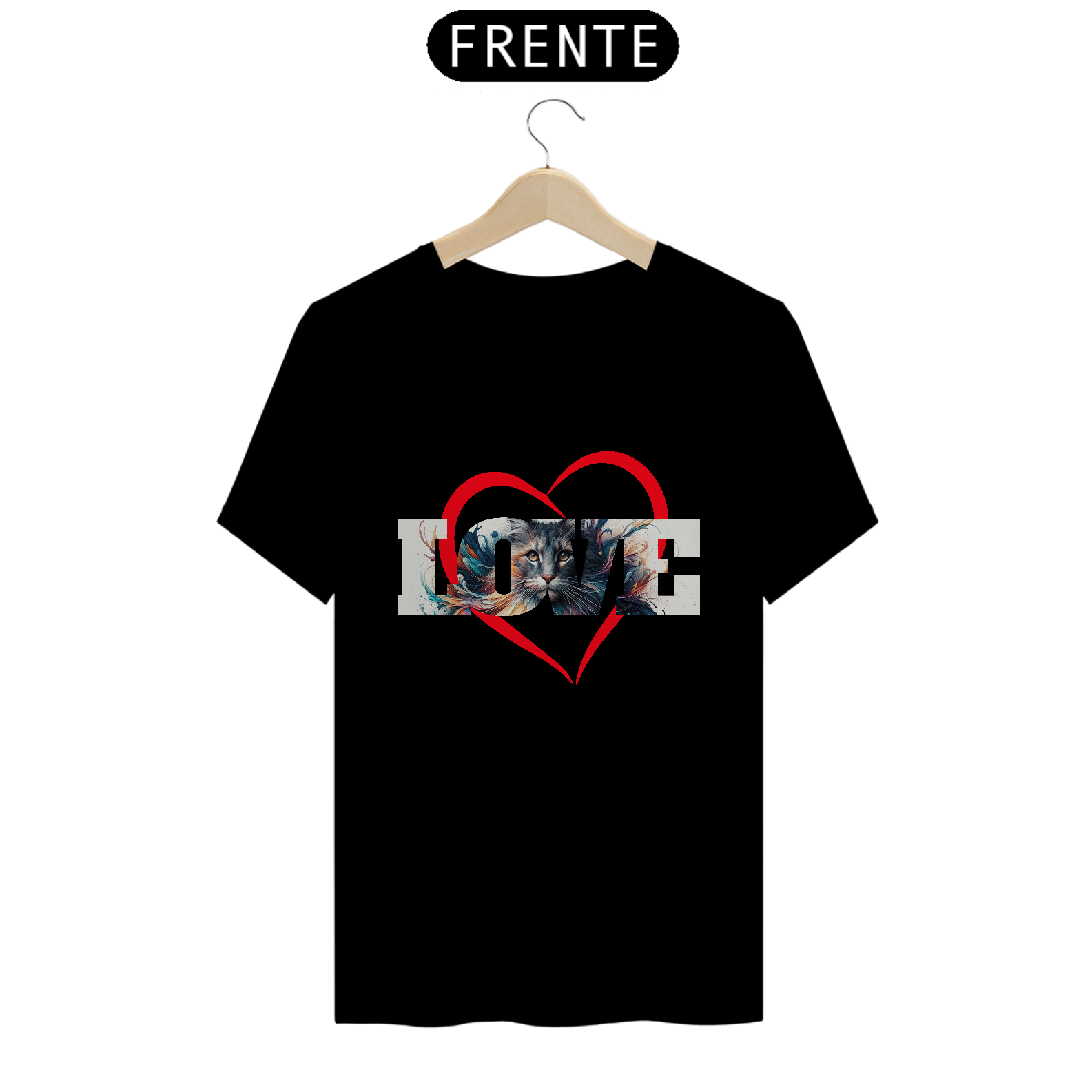 CAMISETA LOVE CATS CORAÇÃO