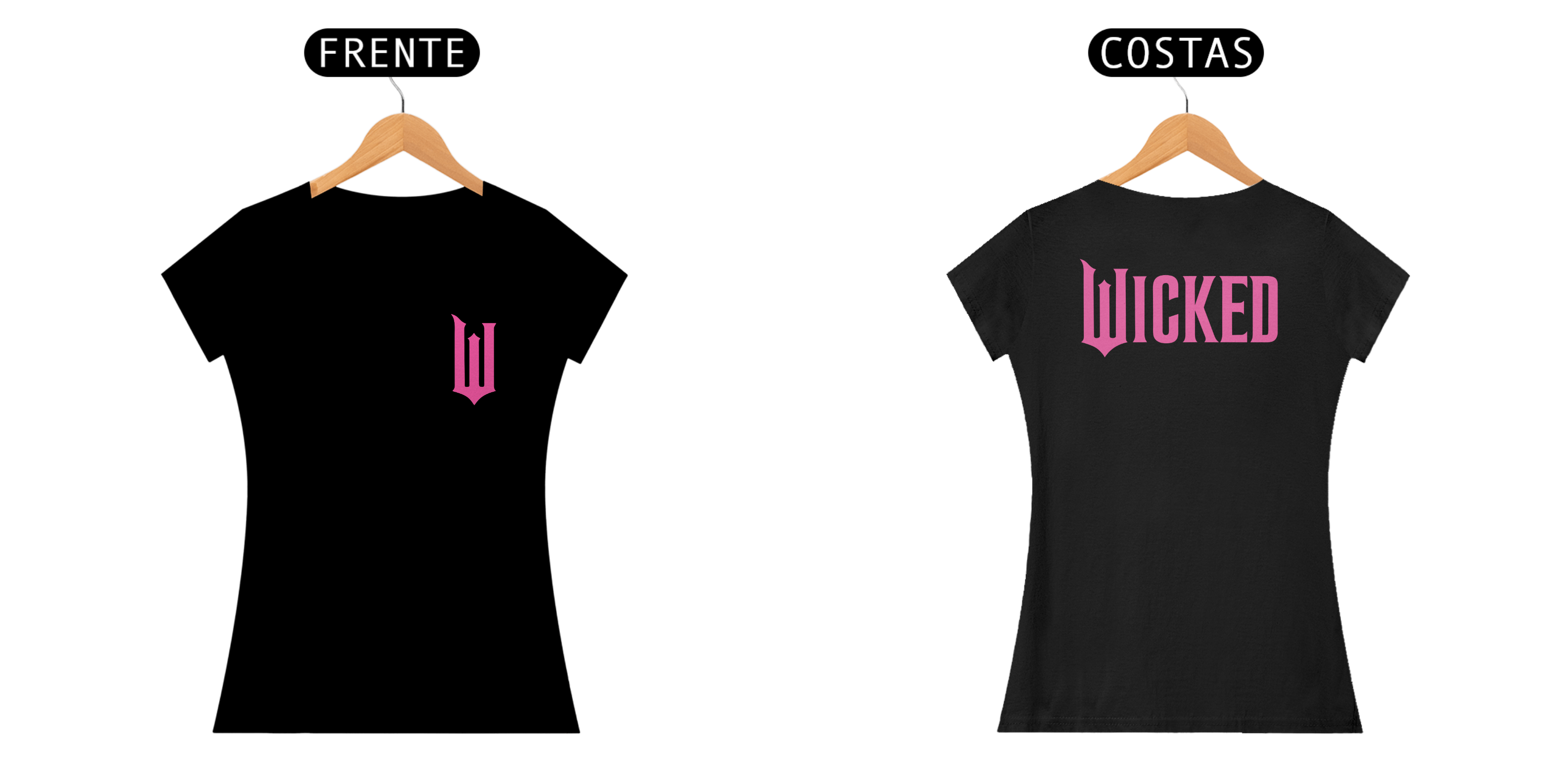 Camiseta - Wicked Logo Lateral Pink (Frente e Costas)