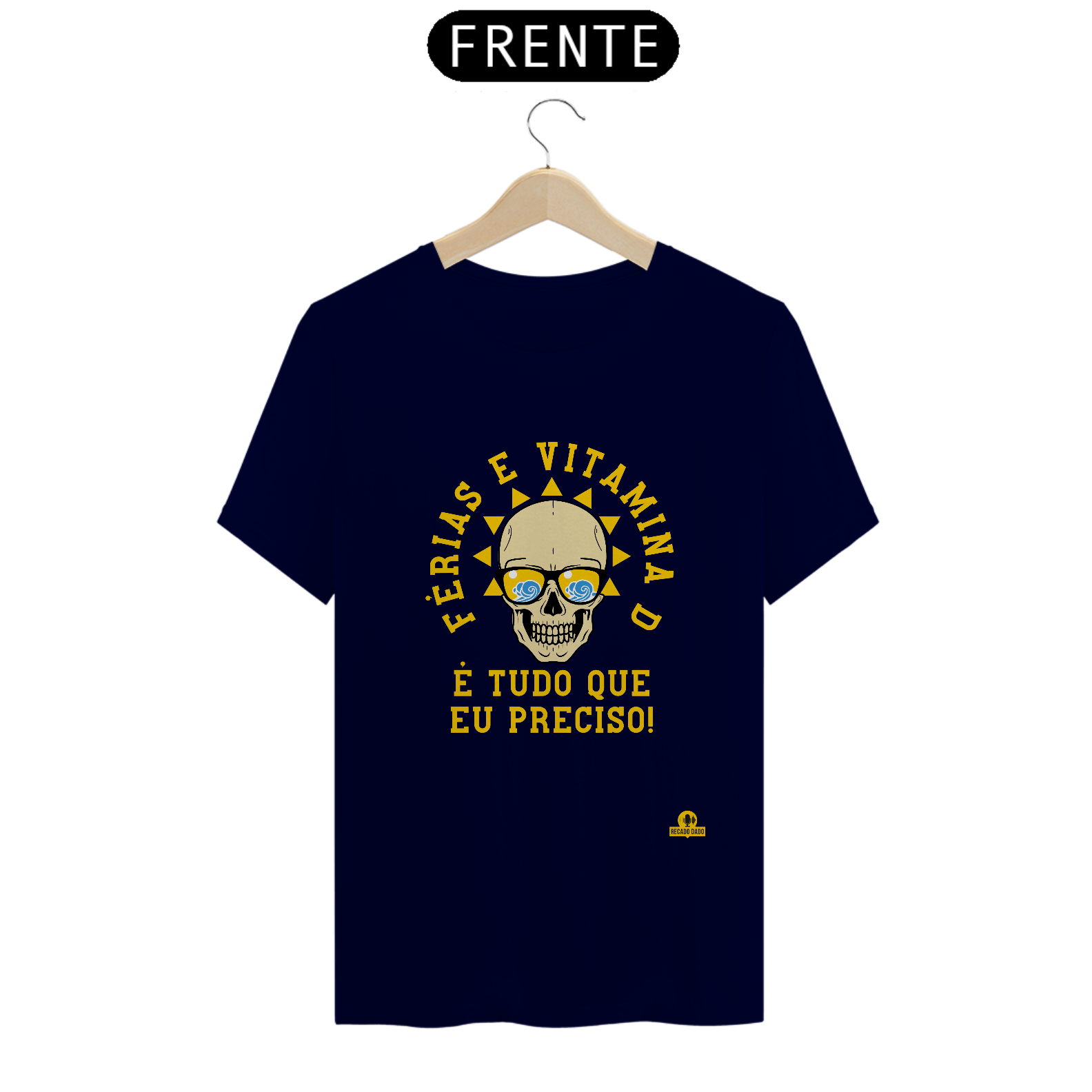 Camiseta com estampa de caveira e frase divertida 