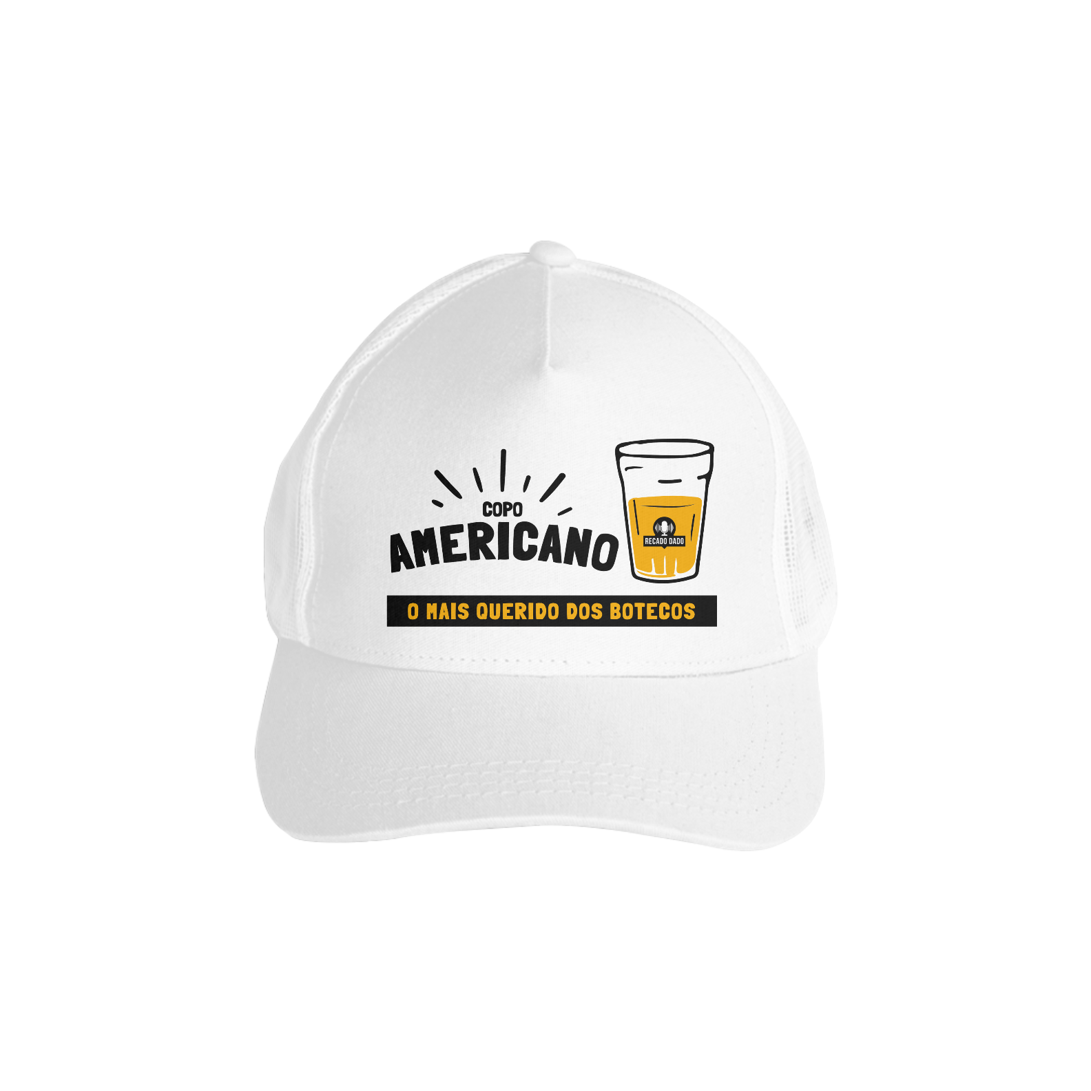 Boné aba curva de boteco e estampa do copo americano, o mais querido do Brasil.