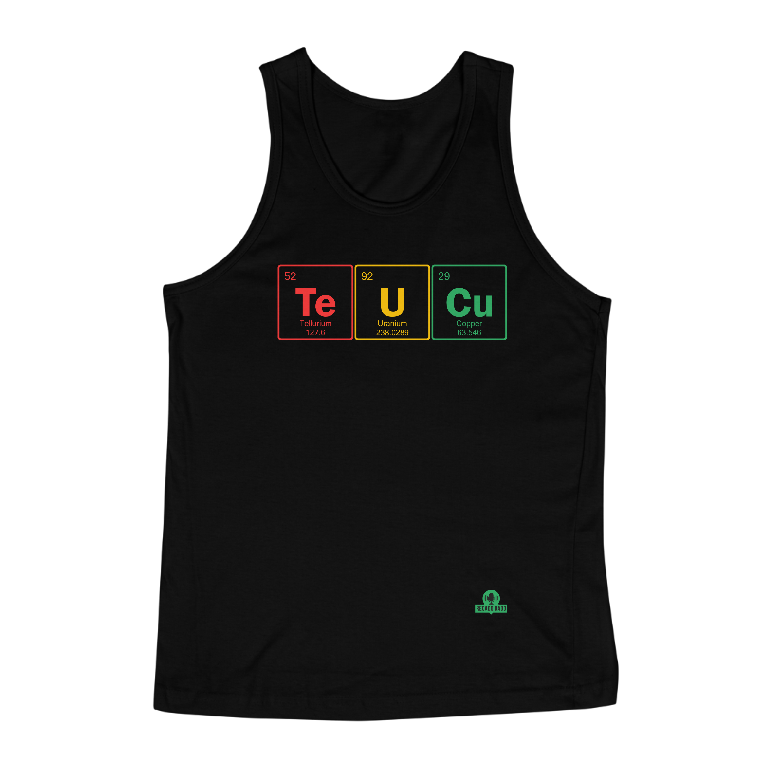 Camiseta regata engraçada com os elementos da tabela periódia 