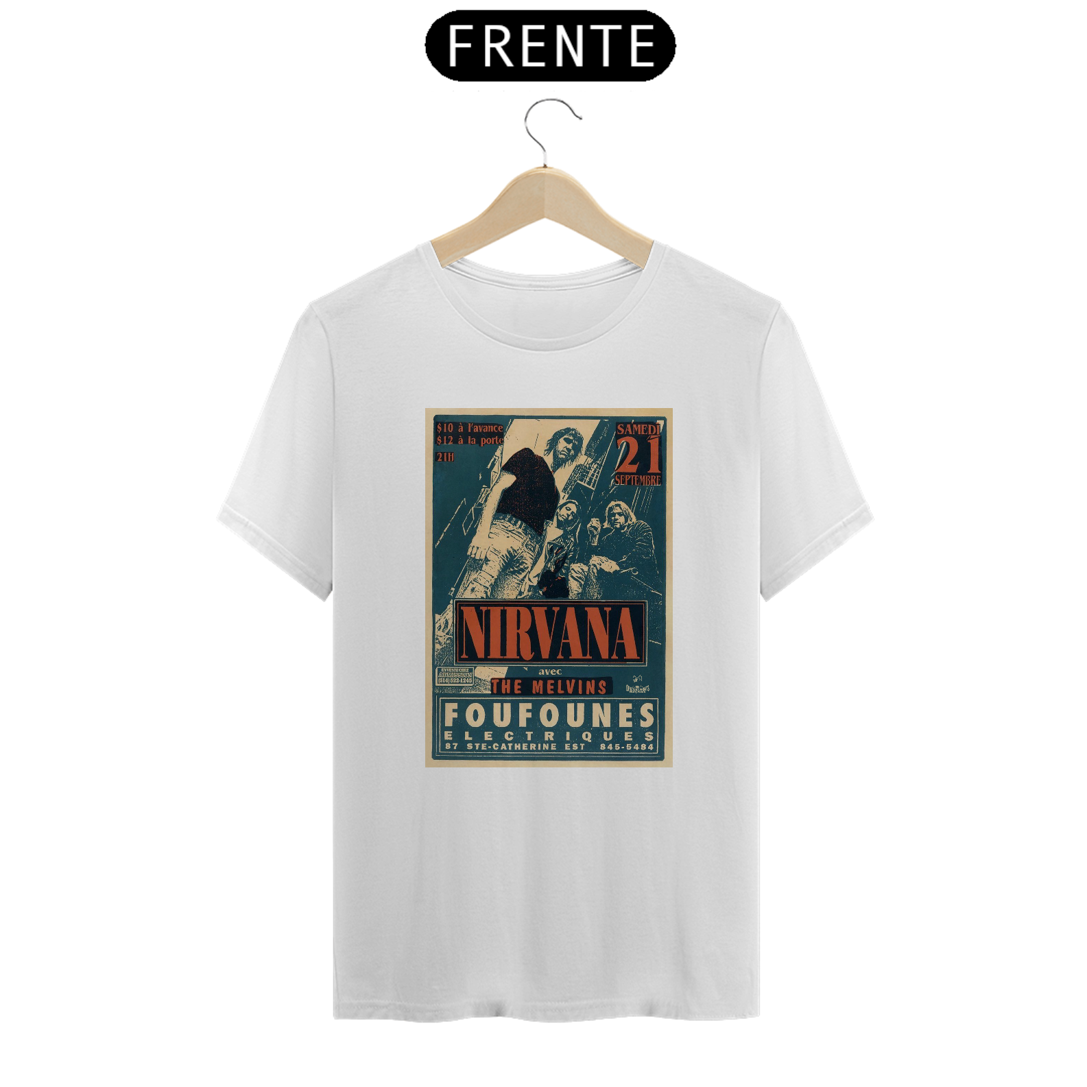 Camiseta Nirvana em Quebec Canadá 1991 - ANTES DE COMPRAR VEJA TABELA DE MEDIDAS ABAIXO DO BOTÃO COMPRAR, POIS TROCA POR ERRO DE TAMANHO É DE RESPONSABILIDADE SUA E GERA CUSTO PRA VOCÊ