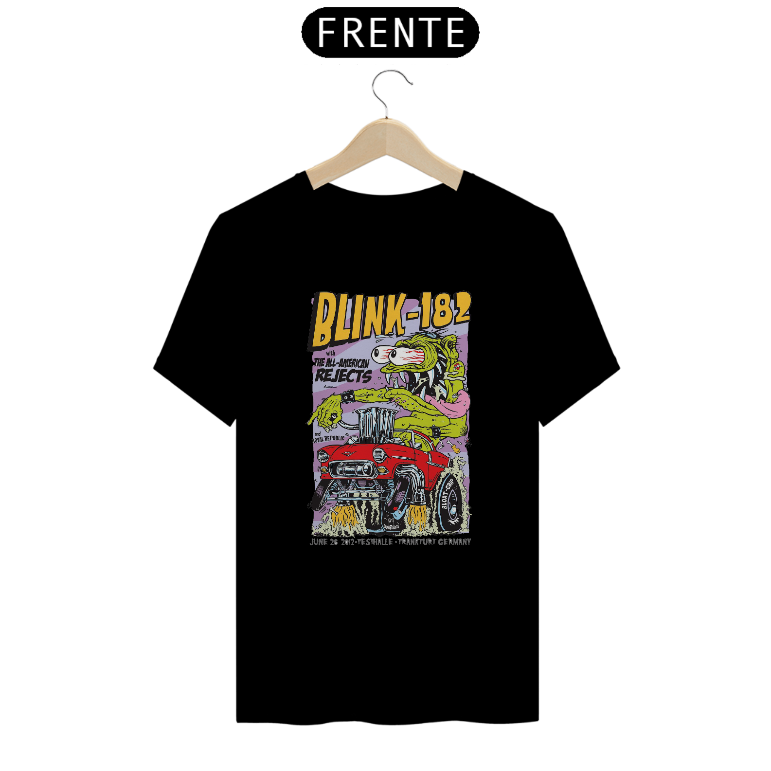 Camiseta Blink 182 Show em Frakfurt Alemanha  2012 - ANTES DE COMPRAR VEJA TABELA DE MEDIDAS ABAIXO DO BOTÃO COMPRAR, POIS TROCA POR ERRO DE TAMANHO É DE RESPONSABILIDADE SUA E GERA CUSTO PRA VOCÊ