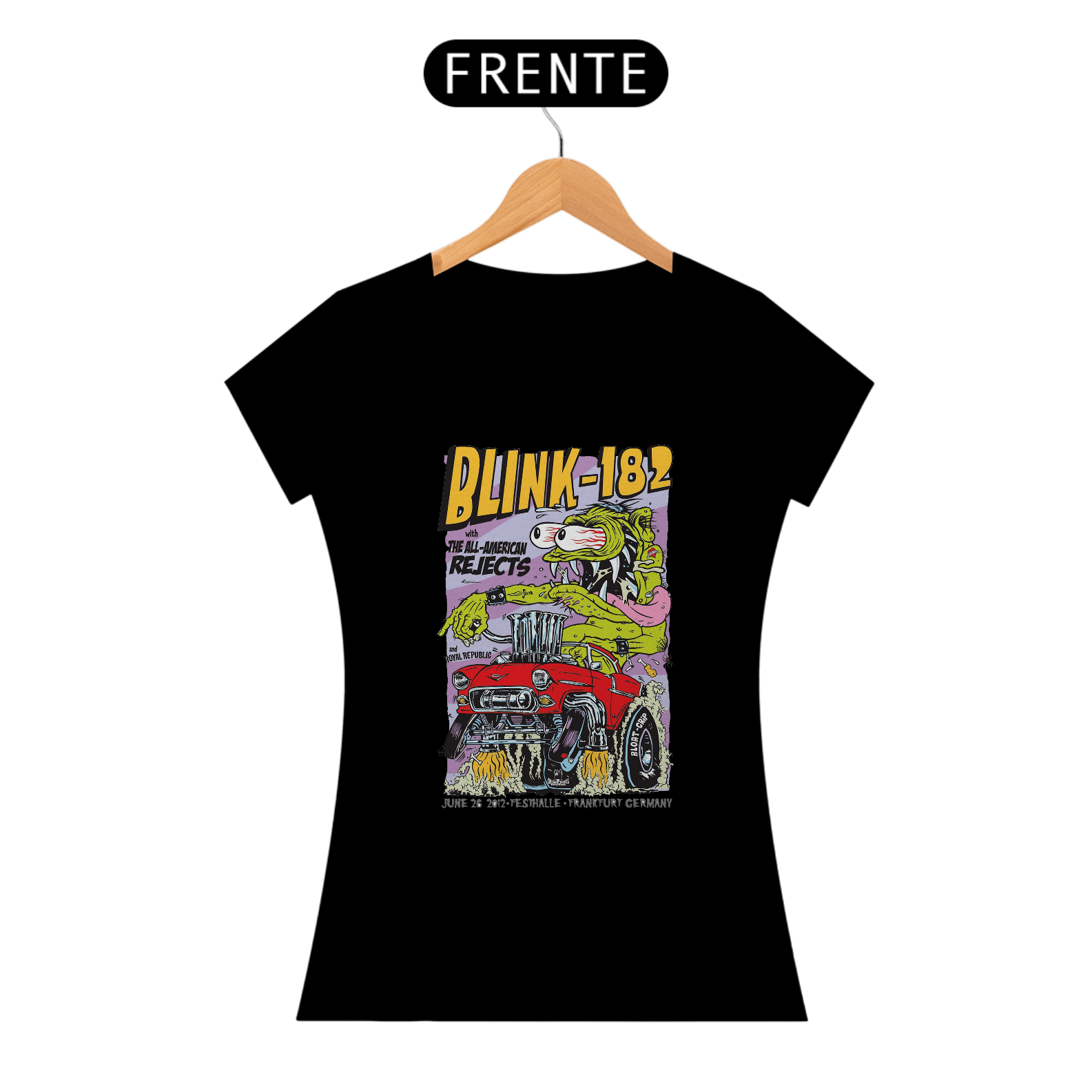 Baby Lokk feminina Blink 182 Show em Frakfurt Alemanha  2012 - ANTES DE COMPRAR VEJA TABELA DE MEDIDAS ABAIXO DO BOTÃO COMPRAR, POIS TROCA POR ERRO DE TAMANHO É DE RESPONSABILIDADE SUA E GERA CUSTO PRA VOCÊ