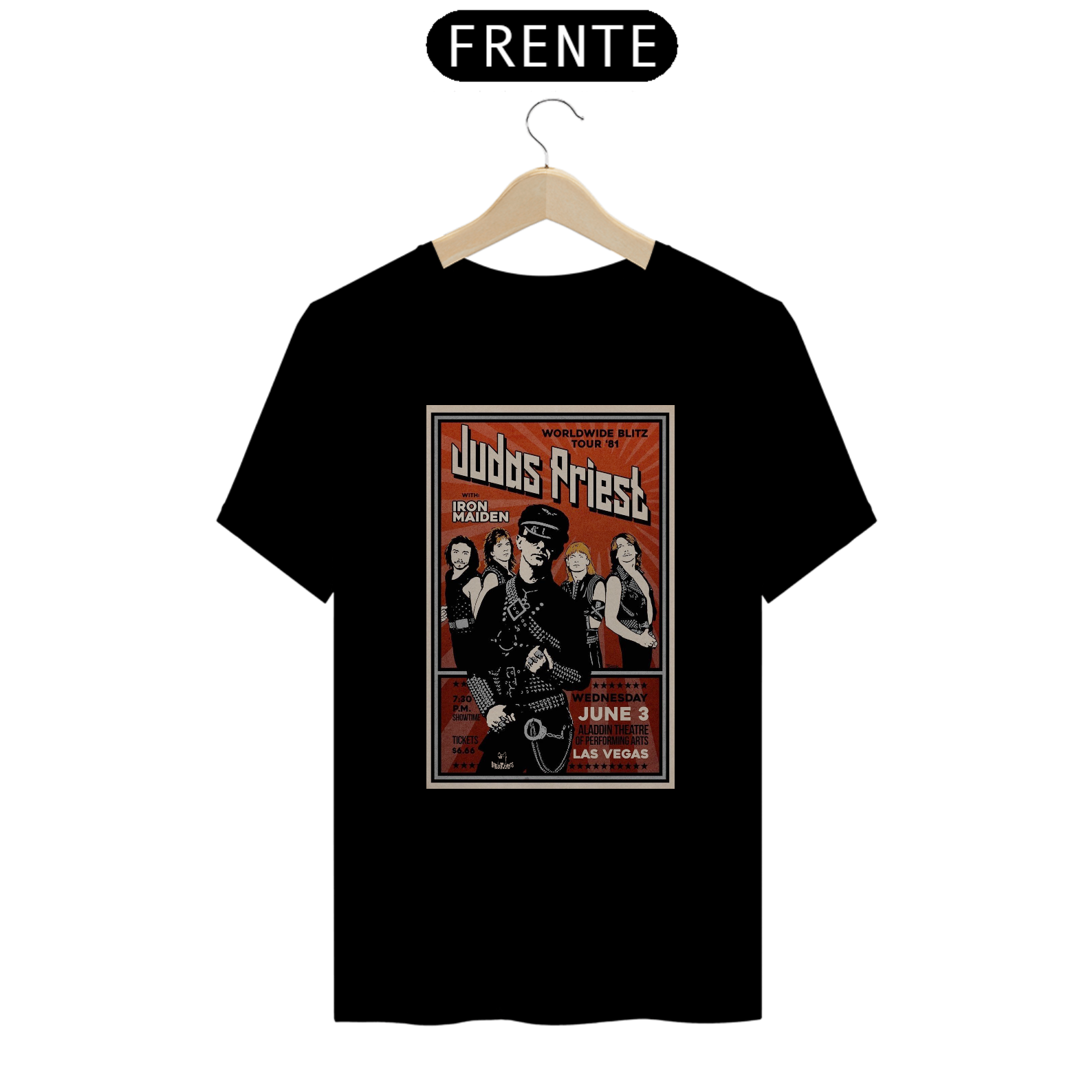 Camiseta Judas Priest show em Las Vegas junto com Iron Maiden 1981 - ANTES DE COMPRAR VEJA TABELA DE MEDIDAS ABAIXO DO BOTÃO COMPRAR, POIS TROCA POR ERRO DE TAMANHO É DE RESPONSABILIDADE SUA E GERA CUSTO PRA VOCÊ
