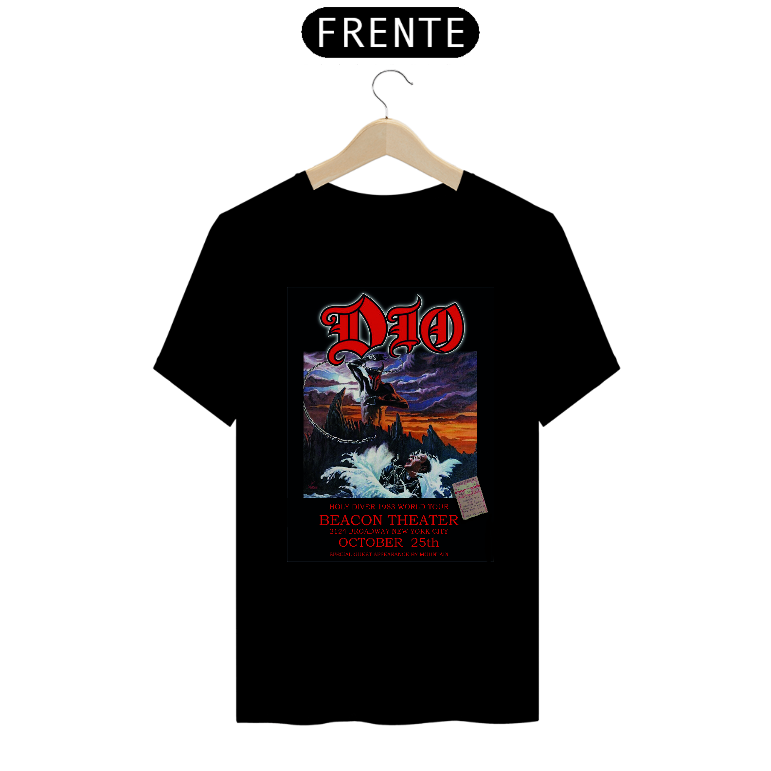 Camiseta Dio Show em NYC 1983 com ingresso original - ANTES DE COMPRAR VEJA TABELA DE MEDIDAS ABAIXO DO BOTÃO COMPRAR, POIS TROCA POR ERRO DE TAMANHO É DE RESPONSABILIDADE SUA E GERA CUSTO PRA VOCÊ