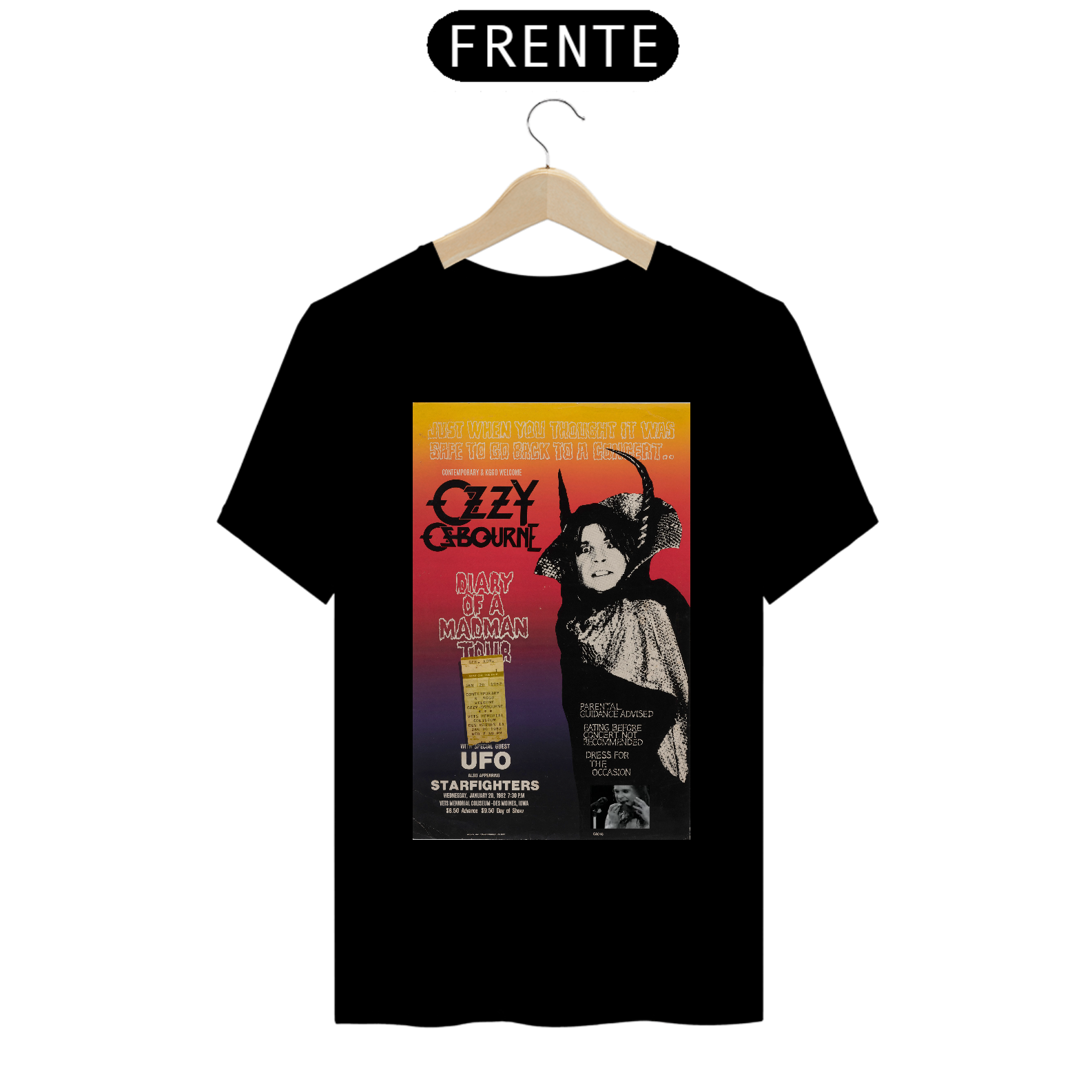 Camiseta do show épico em que Ozzy morde o morcego 1982 com ingresso original - ANTES DE COMPRAR VEJA TABELA DE MEDIDAS ABAIXO DO BOTÃO COMPRAR, POIS TROCA POR ERRO DE TAMANHO É DE RESPONSABILIDADE SUA E GERA CUSTO PRA VOCÊ